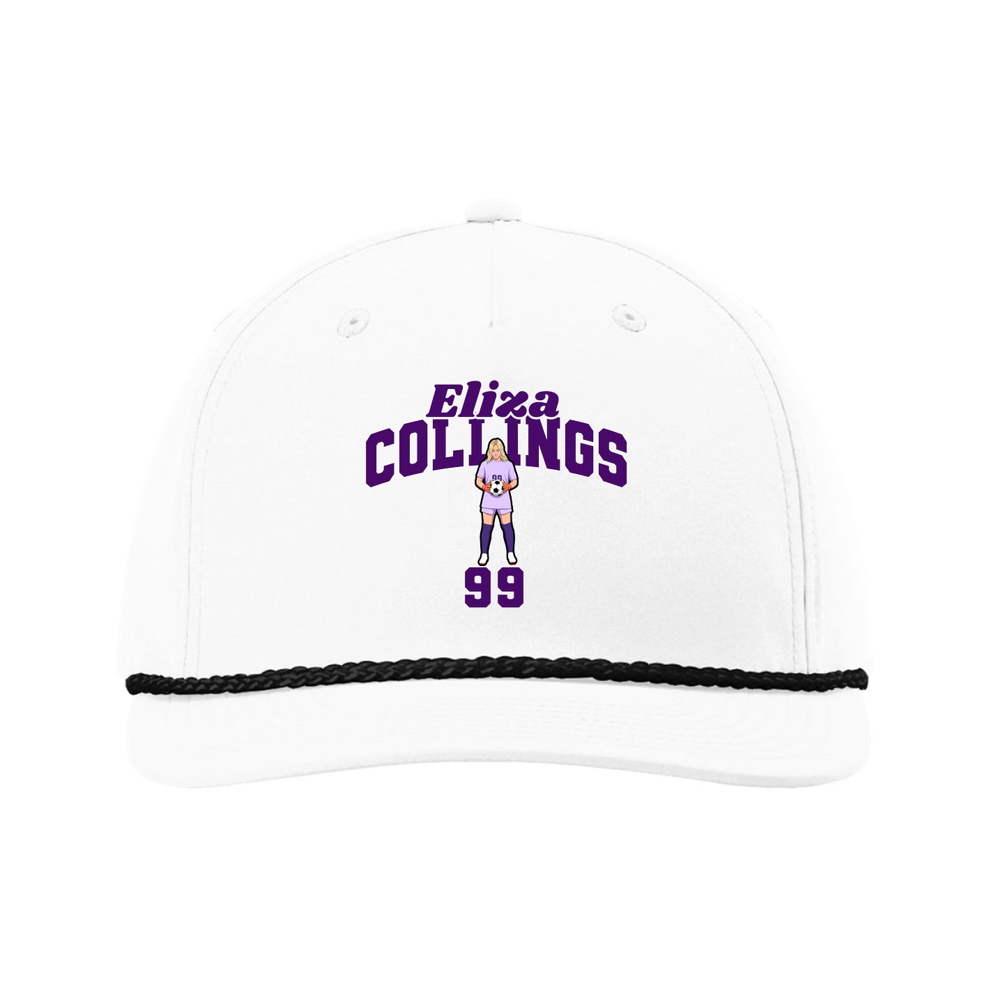 Five-Panel Classic Rope Cap — Signature Arch in White