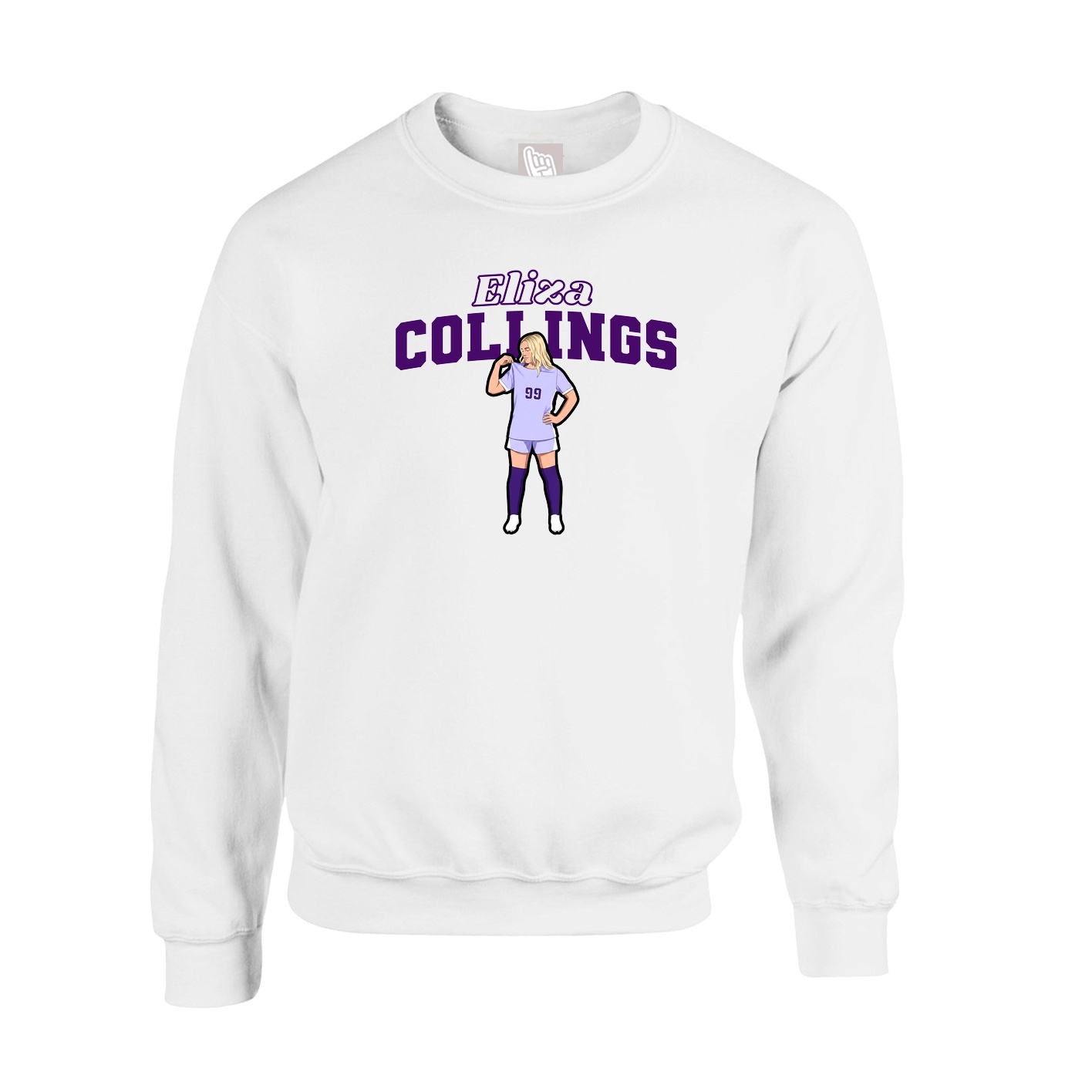 Fleece Crew — Name Arch in White