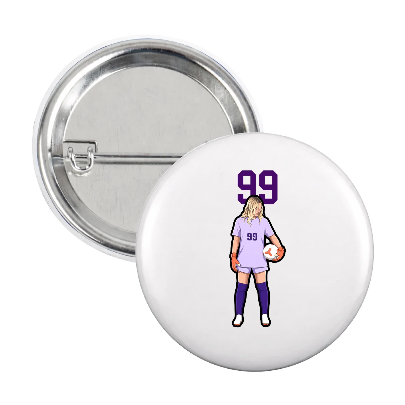 Game Day Button — Number Top in White