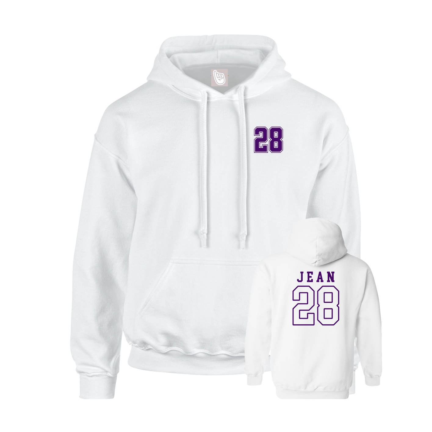 Youth Hoodie — Chest Back in White