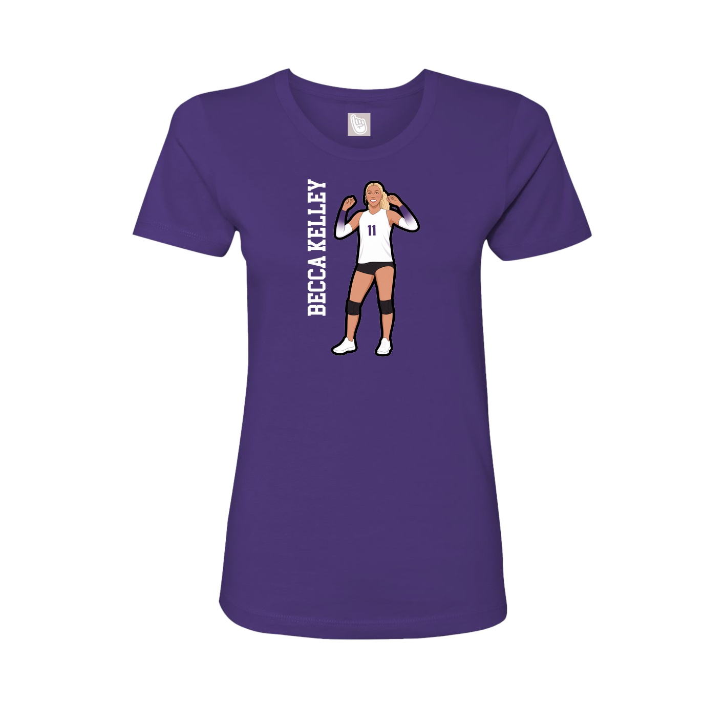 Fitted Women's Tee — Name Vertical in Purple