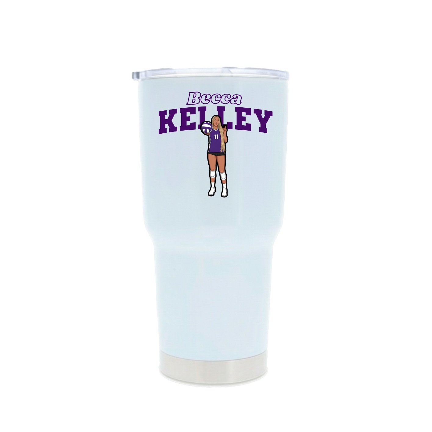 30oz Stainless Steel Tumbler — Name Arch in White