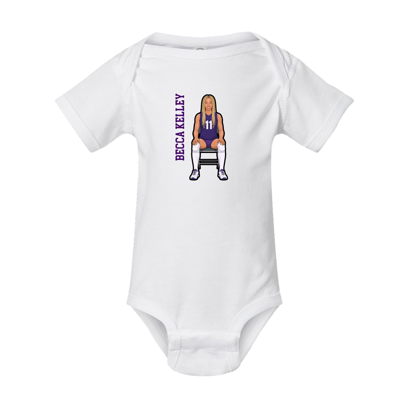 Baby Onesie — Name Vertical in White