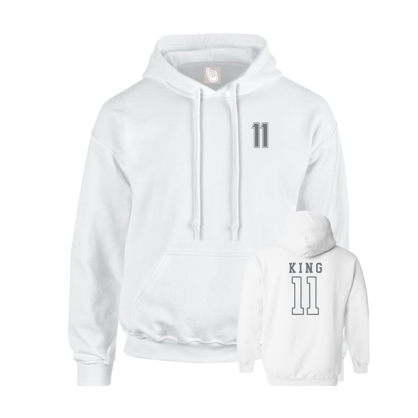 Youth Hoodie — Chest Back in White