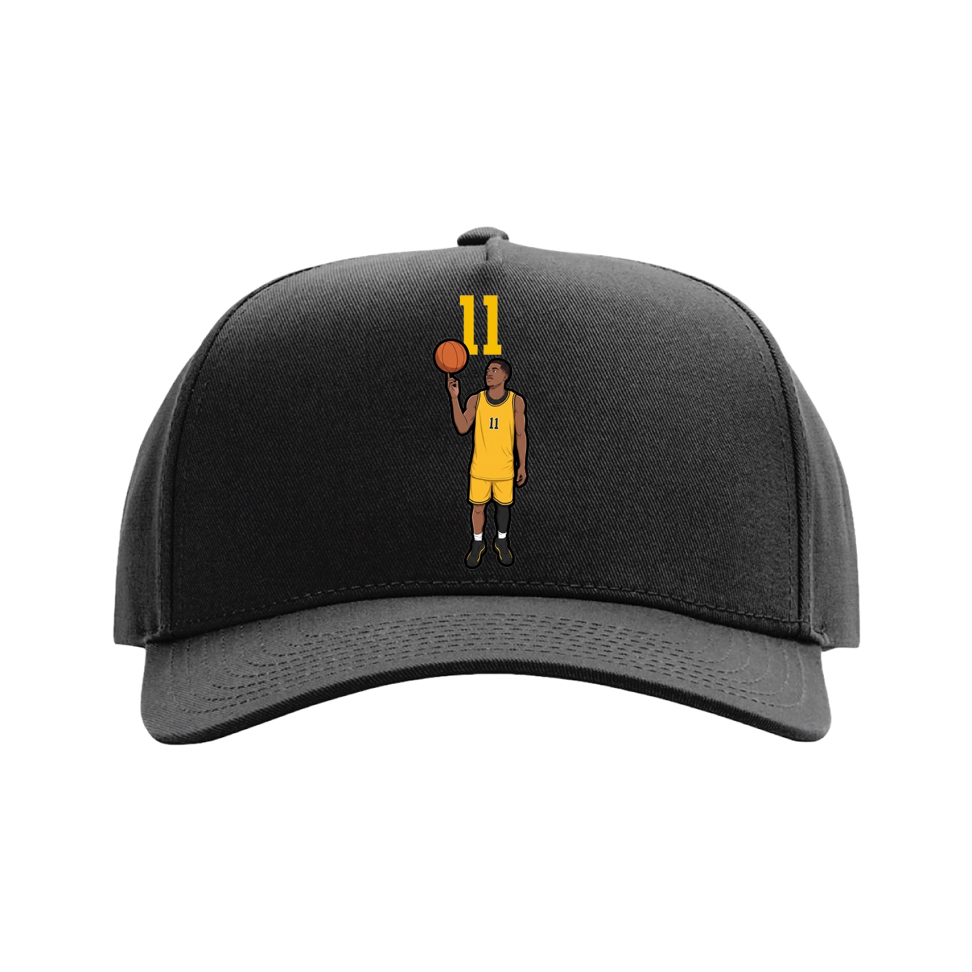 Full Fabric Five-Panel Champ Cap — Number Top in Black