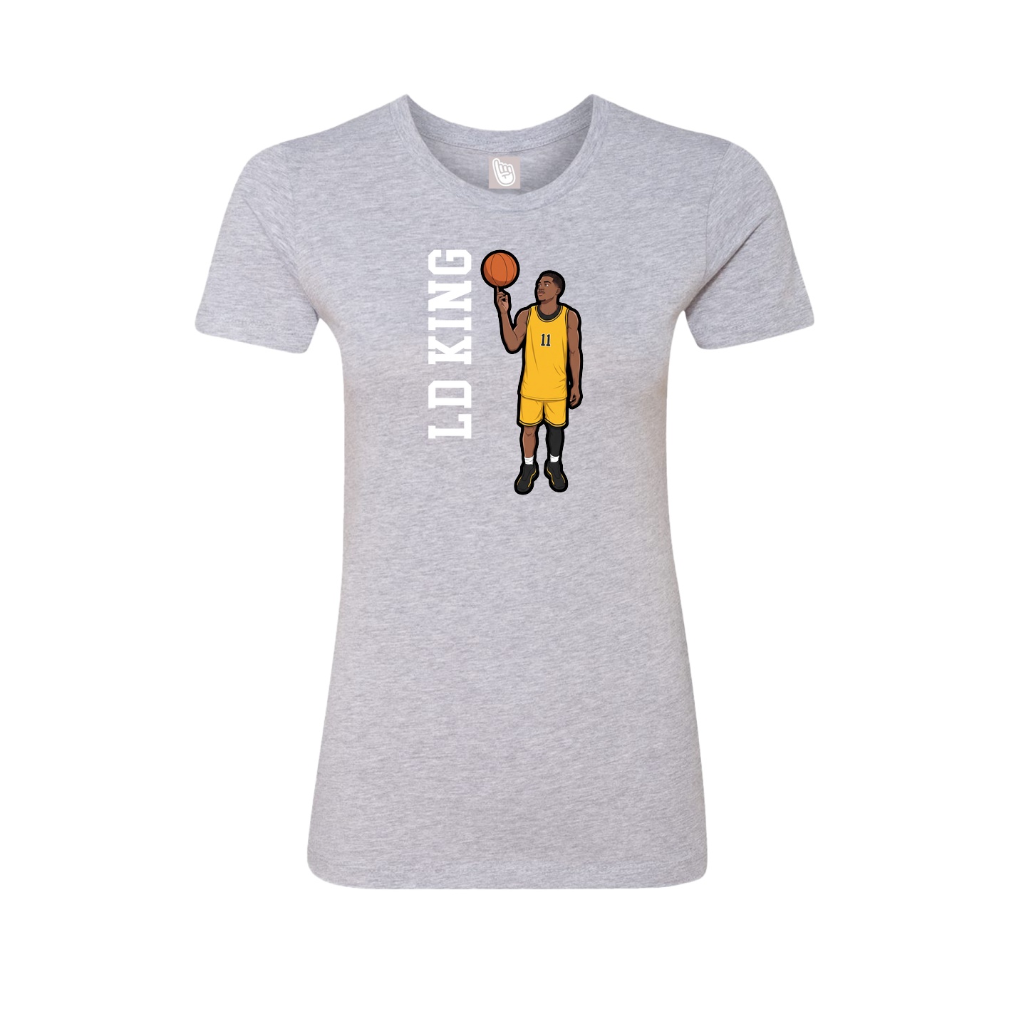 Fitted Women's Tee — Name Vertical in Grey