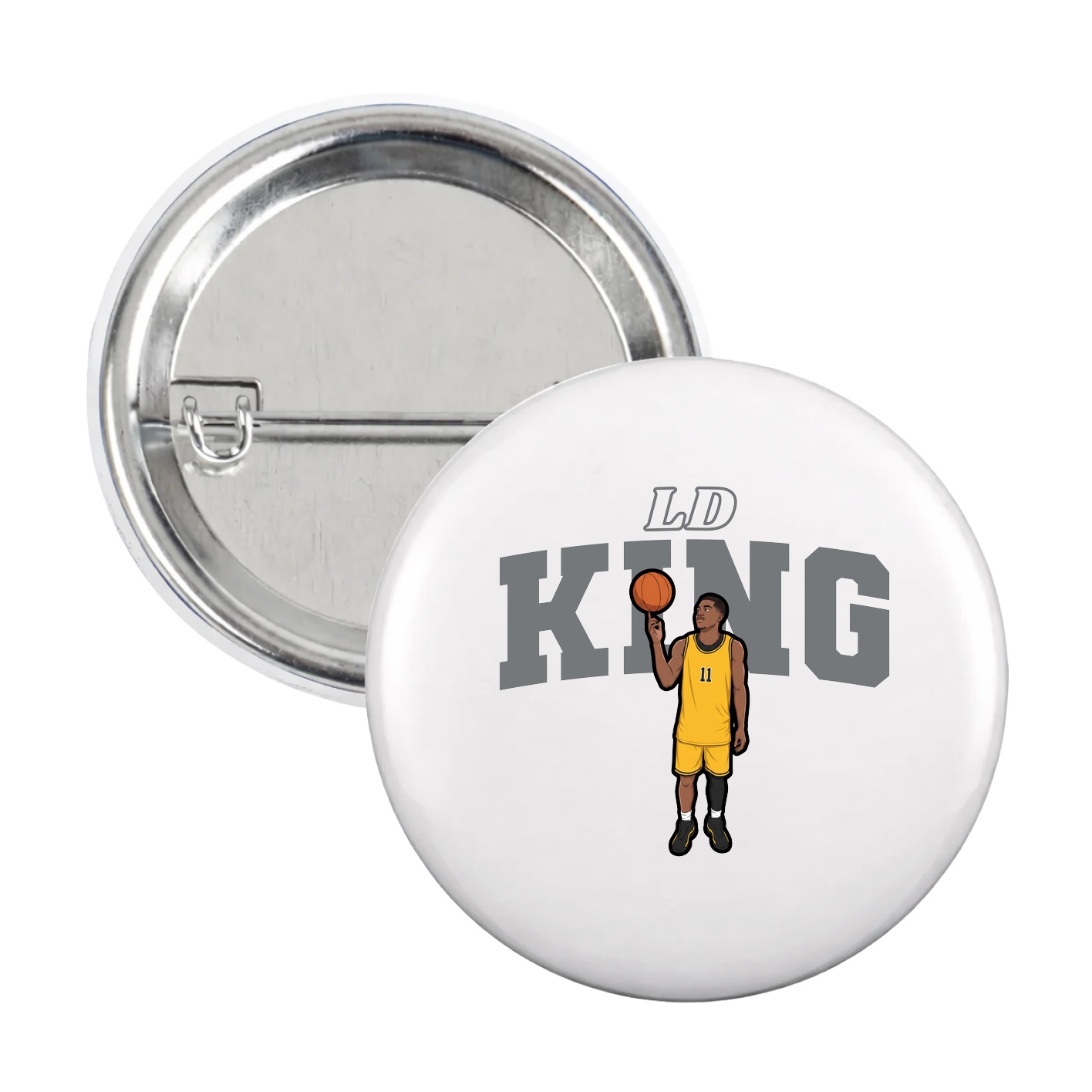 Game Day Button — Name Arch in White