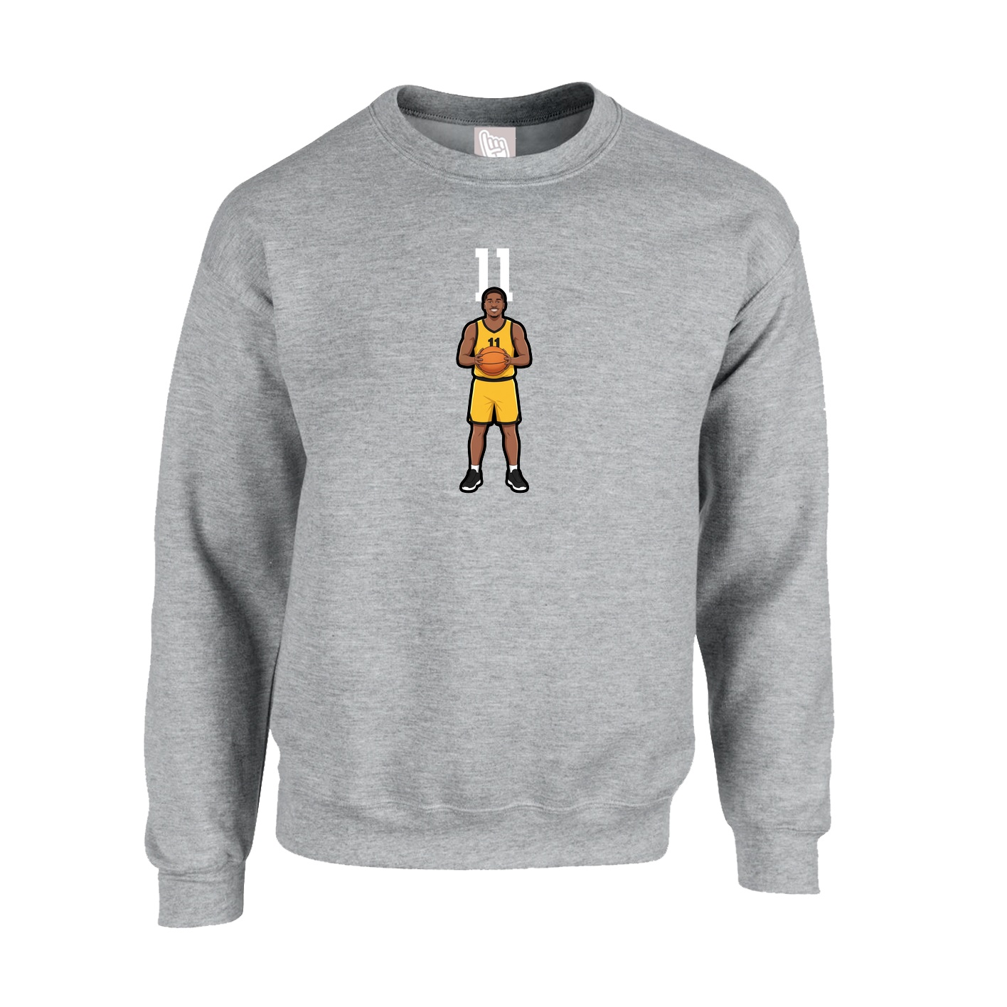 Fleece Crew — Number Top in Grey