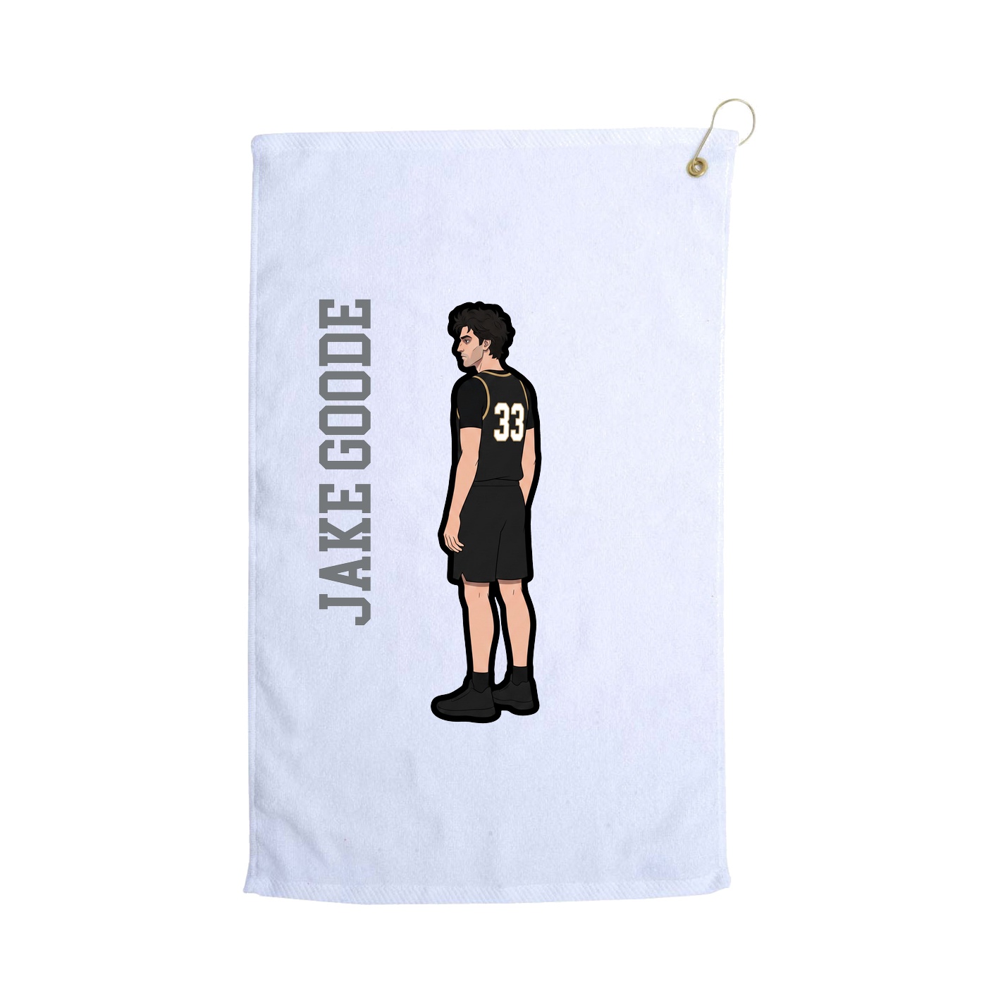 Golf Towel — Name Vertical in White