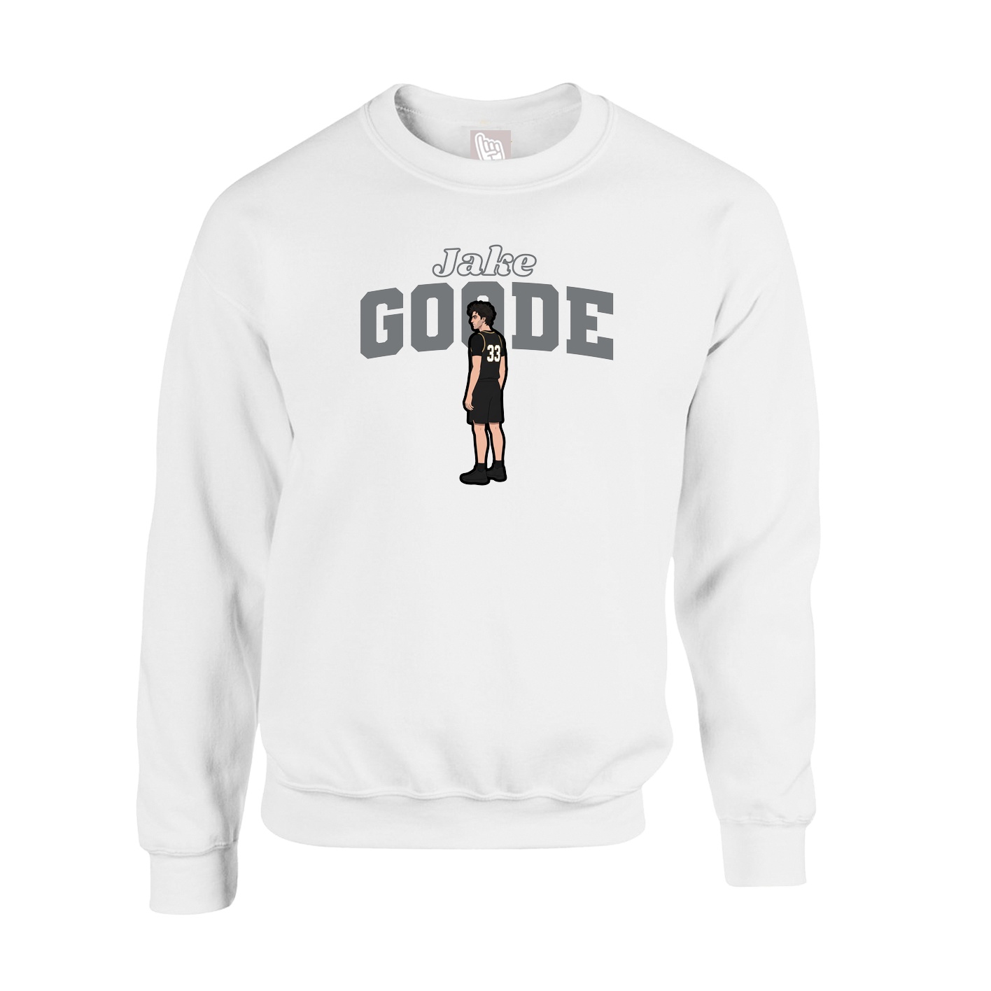 Fleece Crew — Name Arch in White