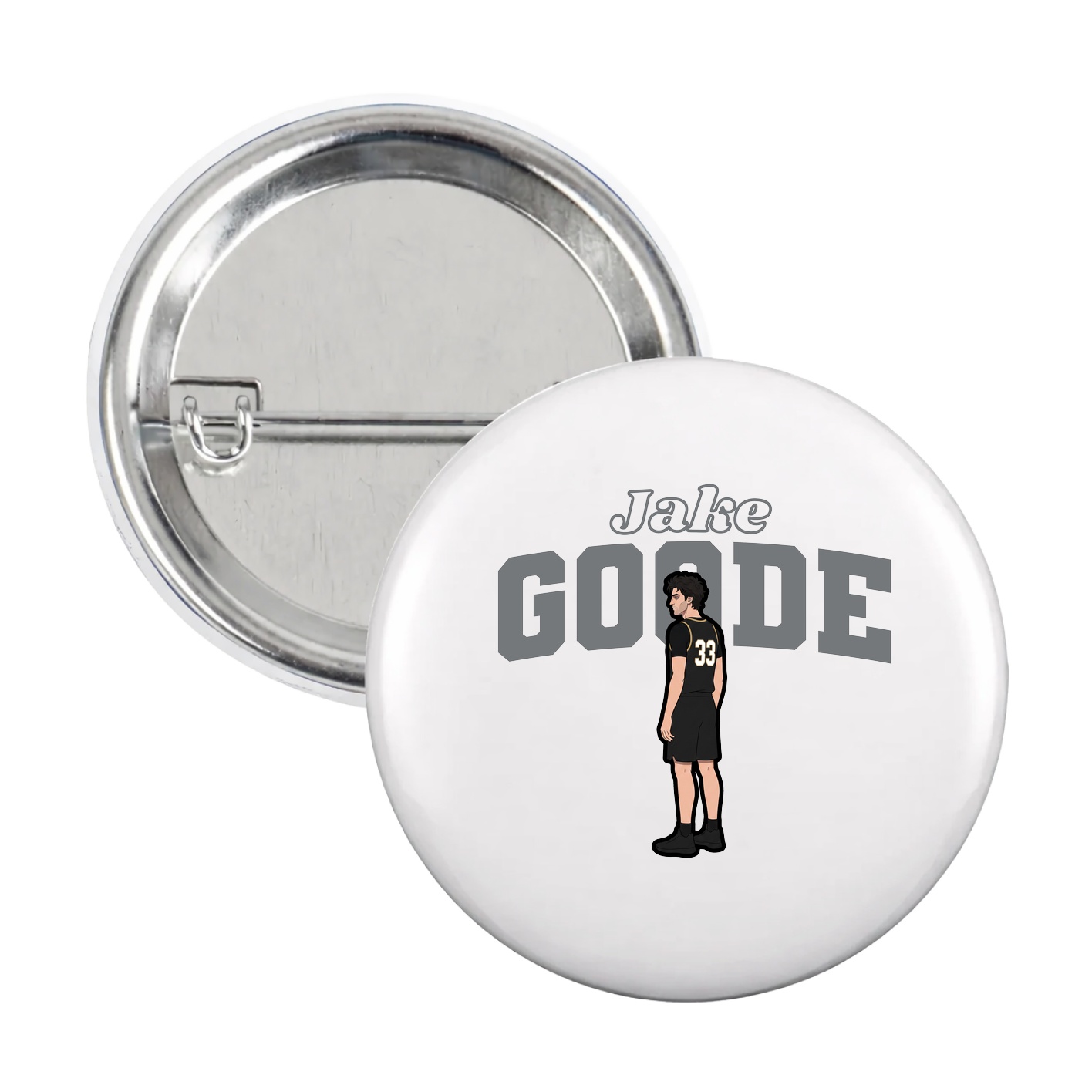 Game Day Button — Name Arch in White