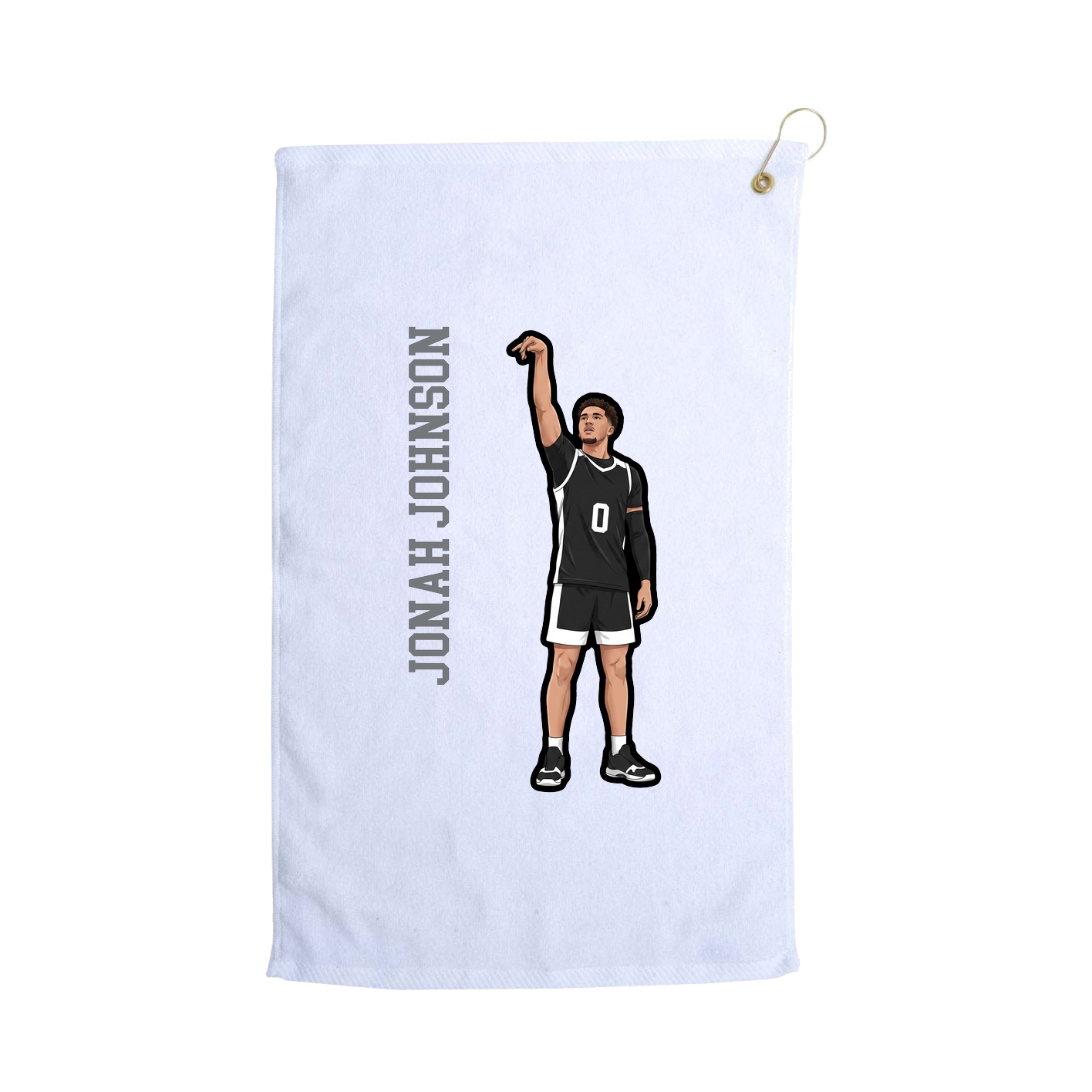 Golf Towel — Name Vertical in White