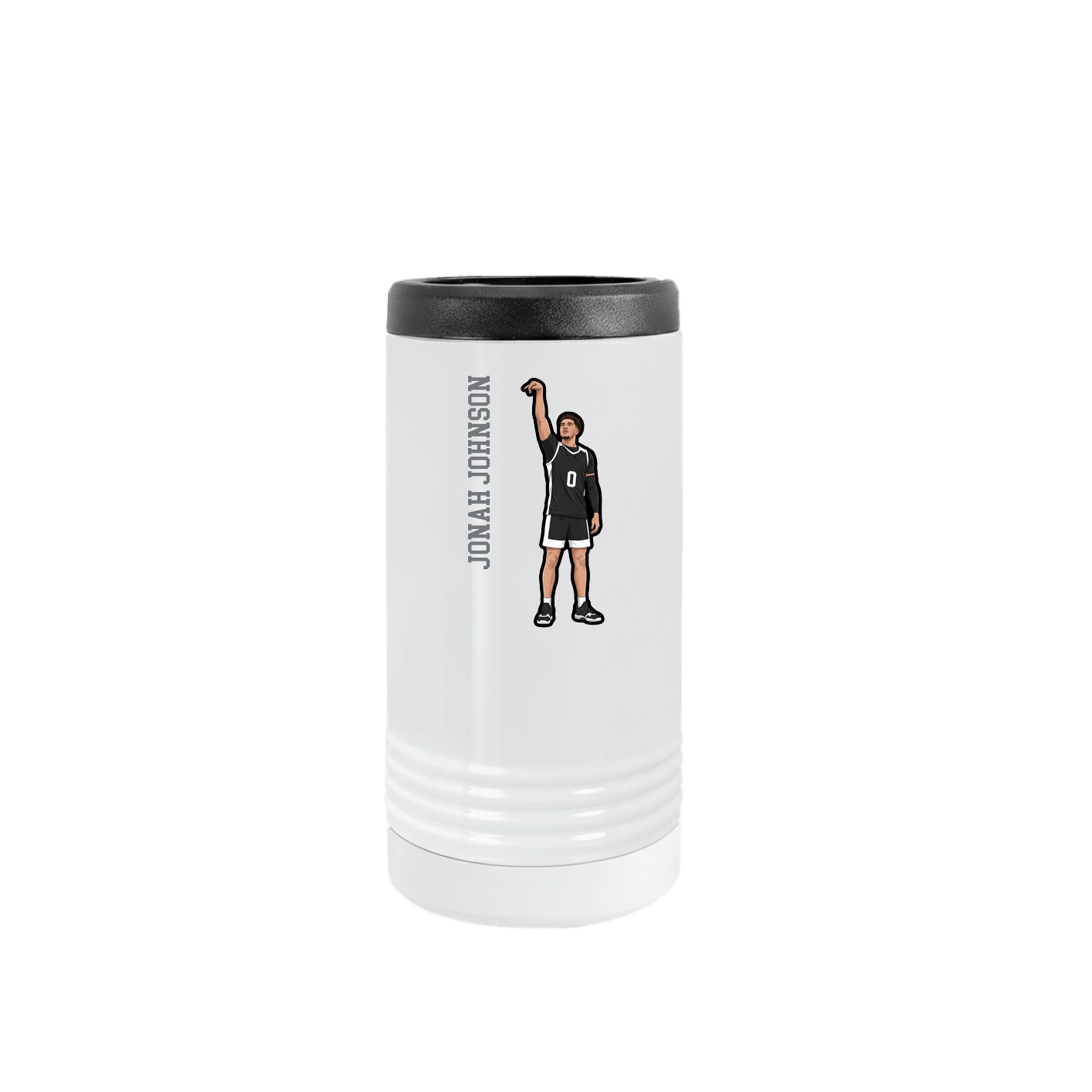 Slim Beverage Holder — Name Vertical in White