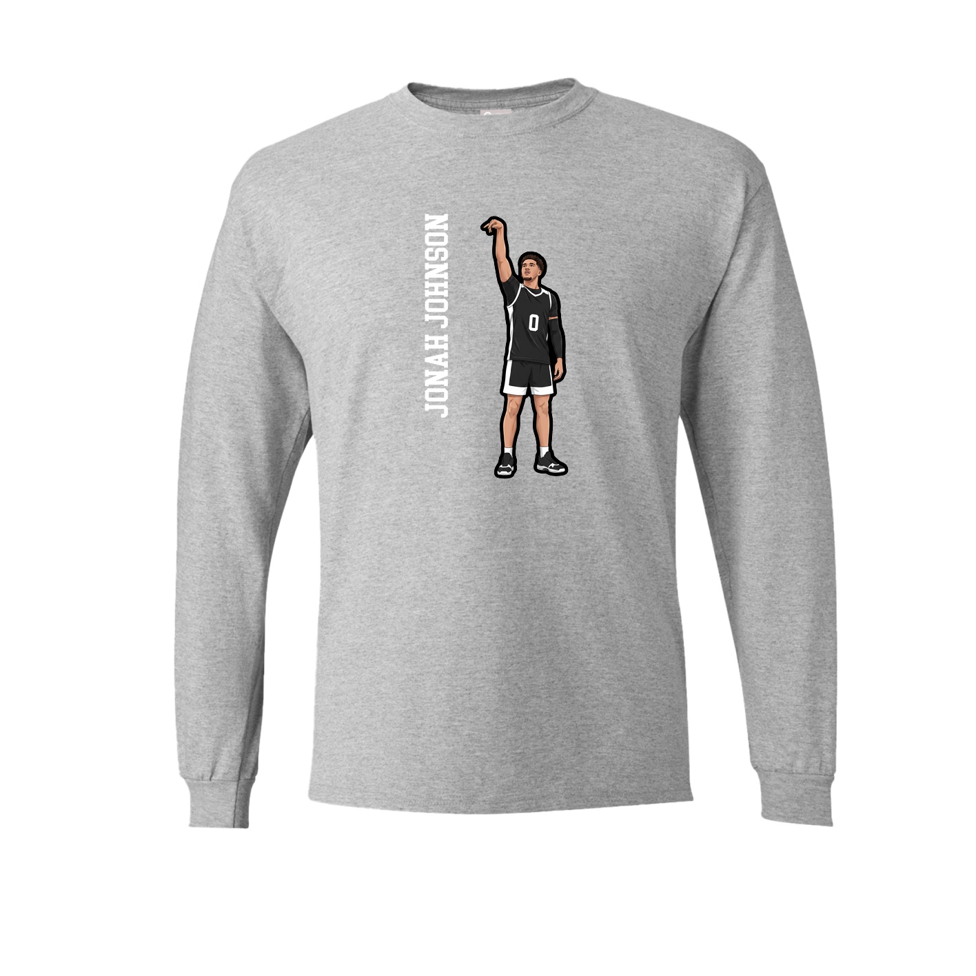 Long Sleeve Tee — Name Vertical in Grey