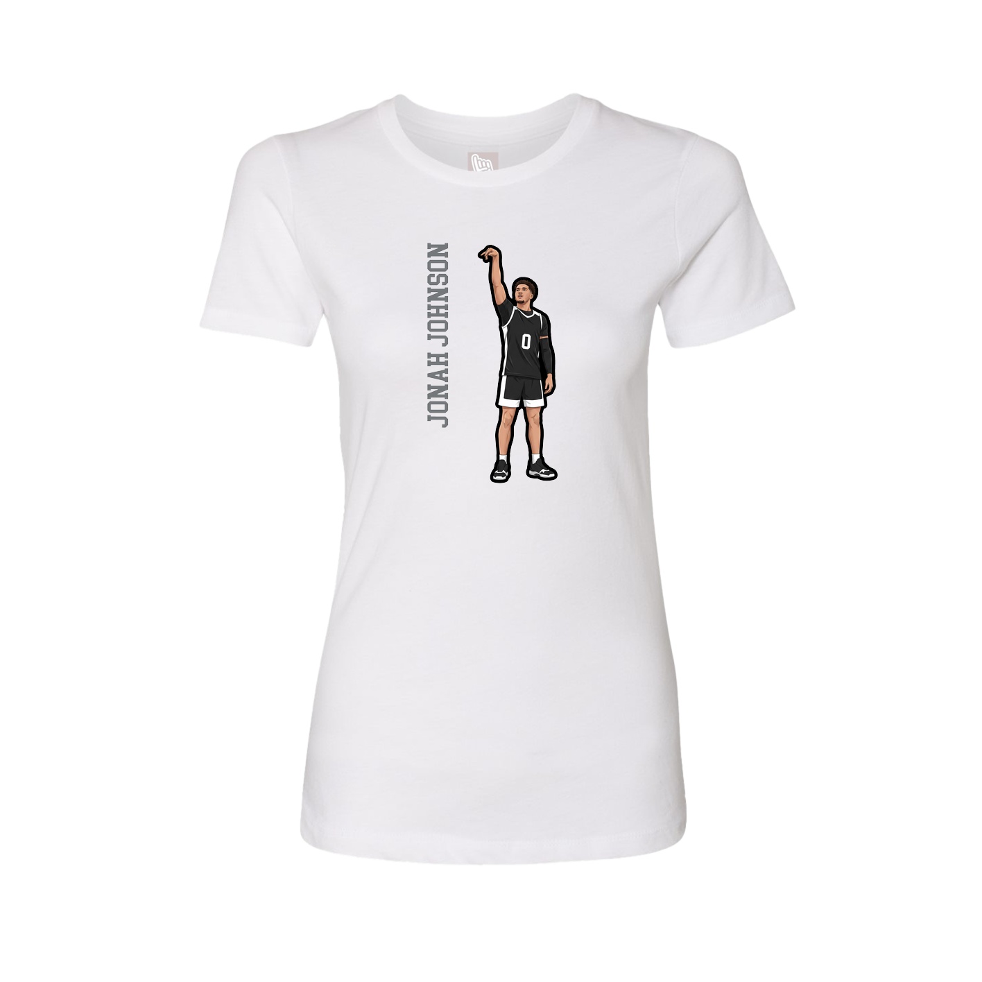 Fitted Women's Tee — Name Vertical in White