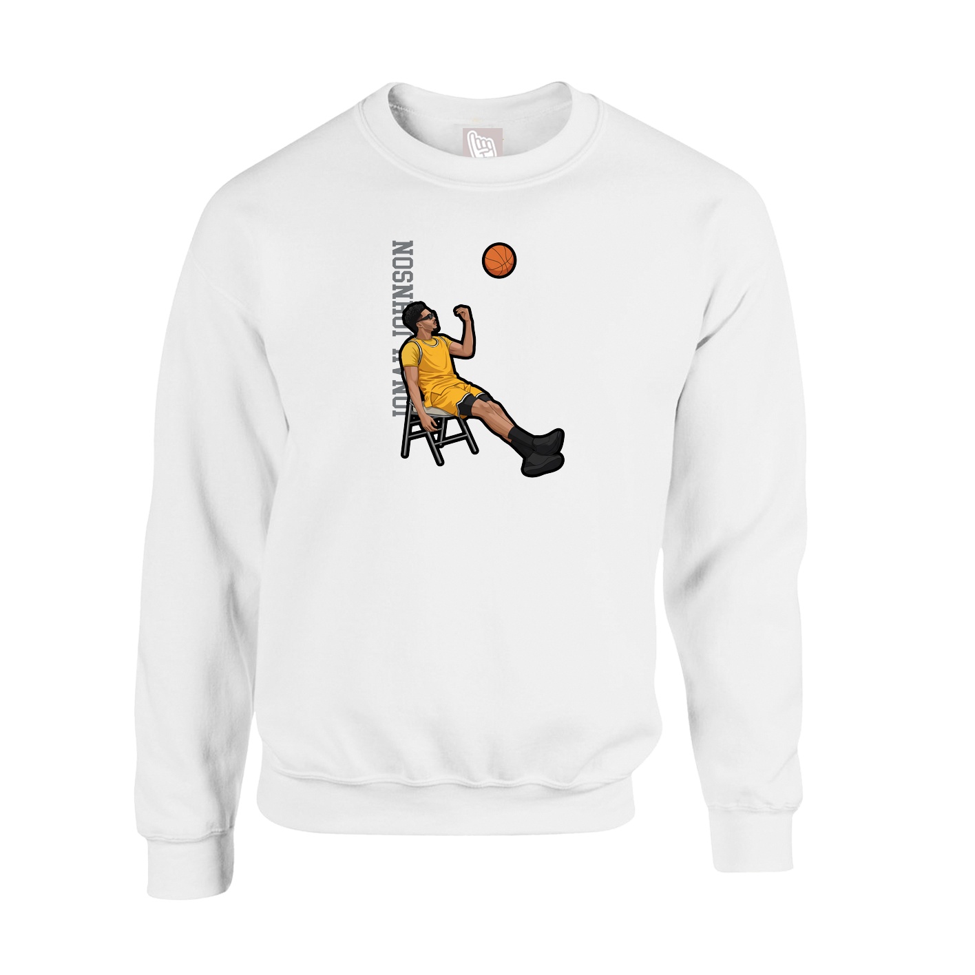 Fleece Crew — Name Vertical in White