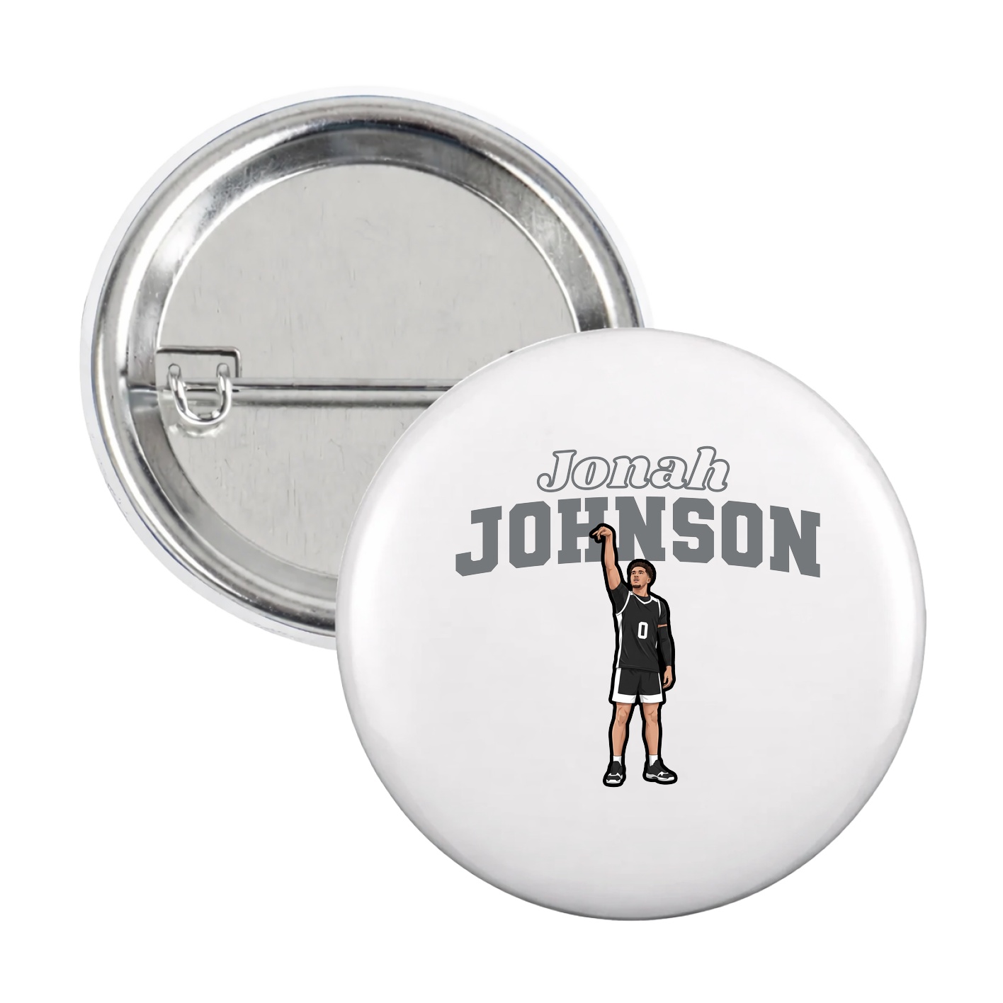 Game Day Button — Name Arch in White