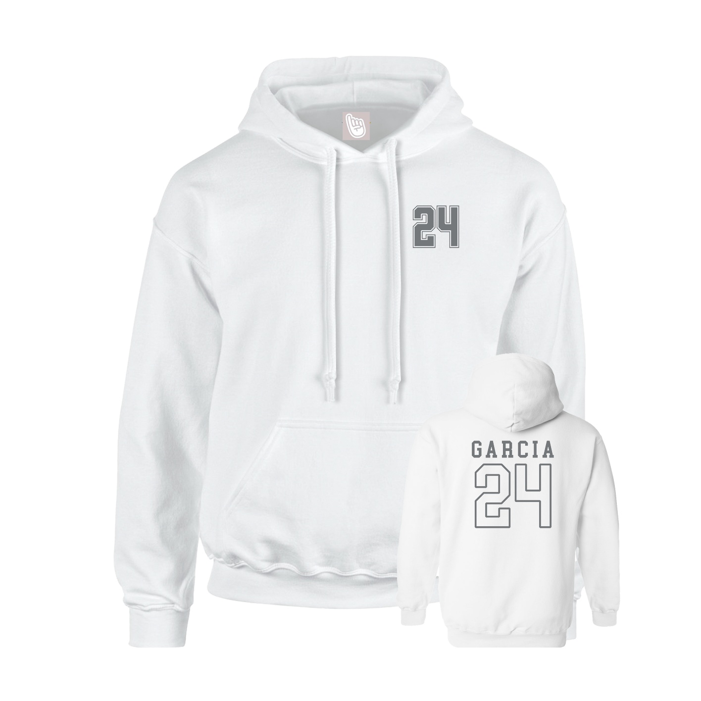Youth Hoodie — Chest Back in White