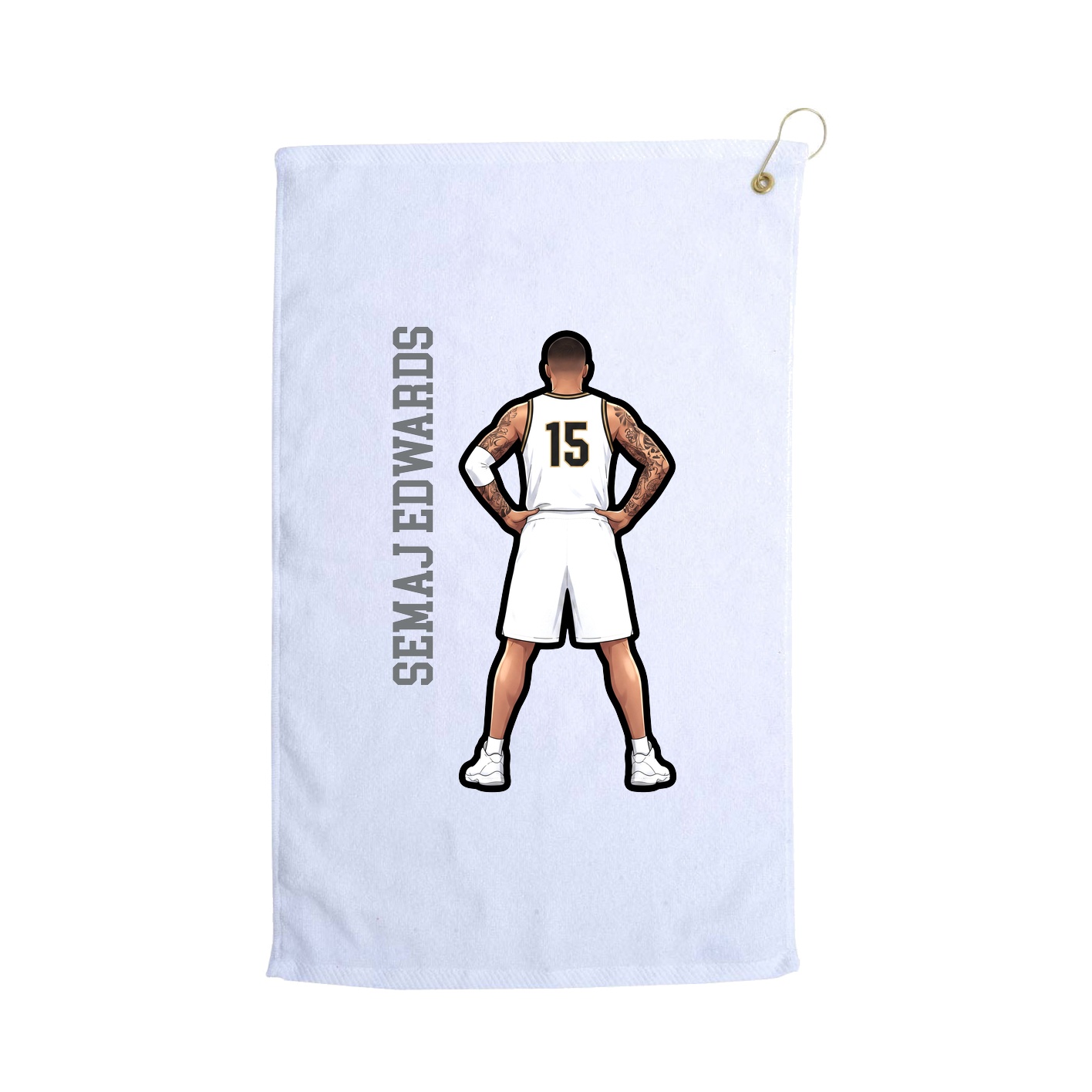Golf Towel — Name Vertical in White