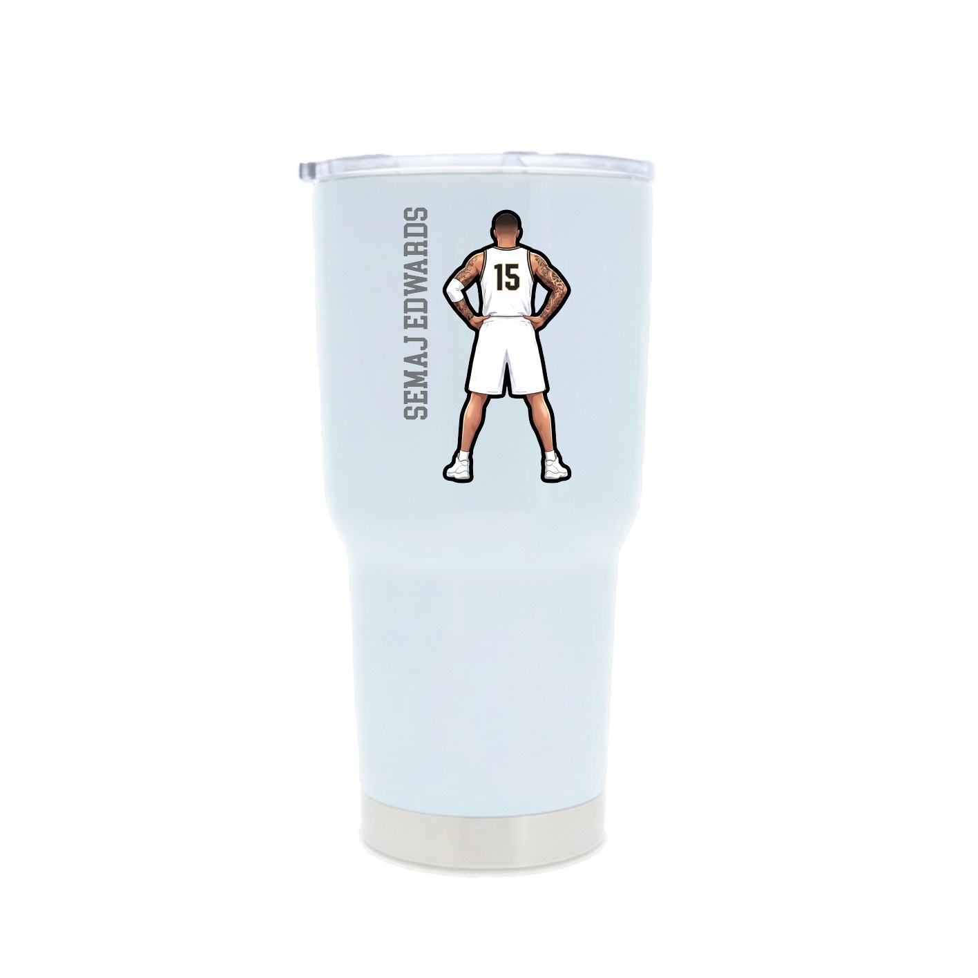 30oz Stainless Steel Tumbler — Name Vertical in White