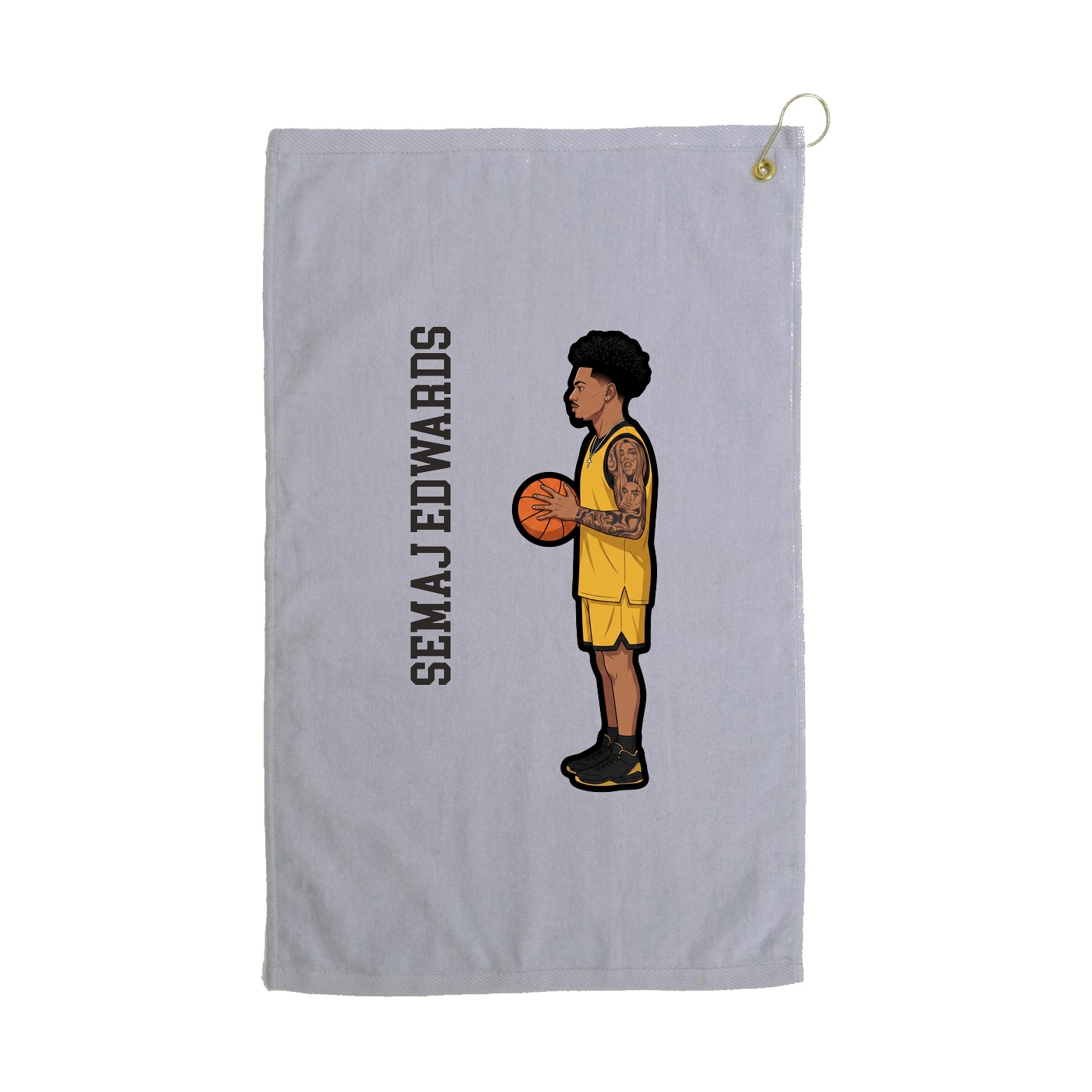 Golf Towel — Name Vertical in Grey
