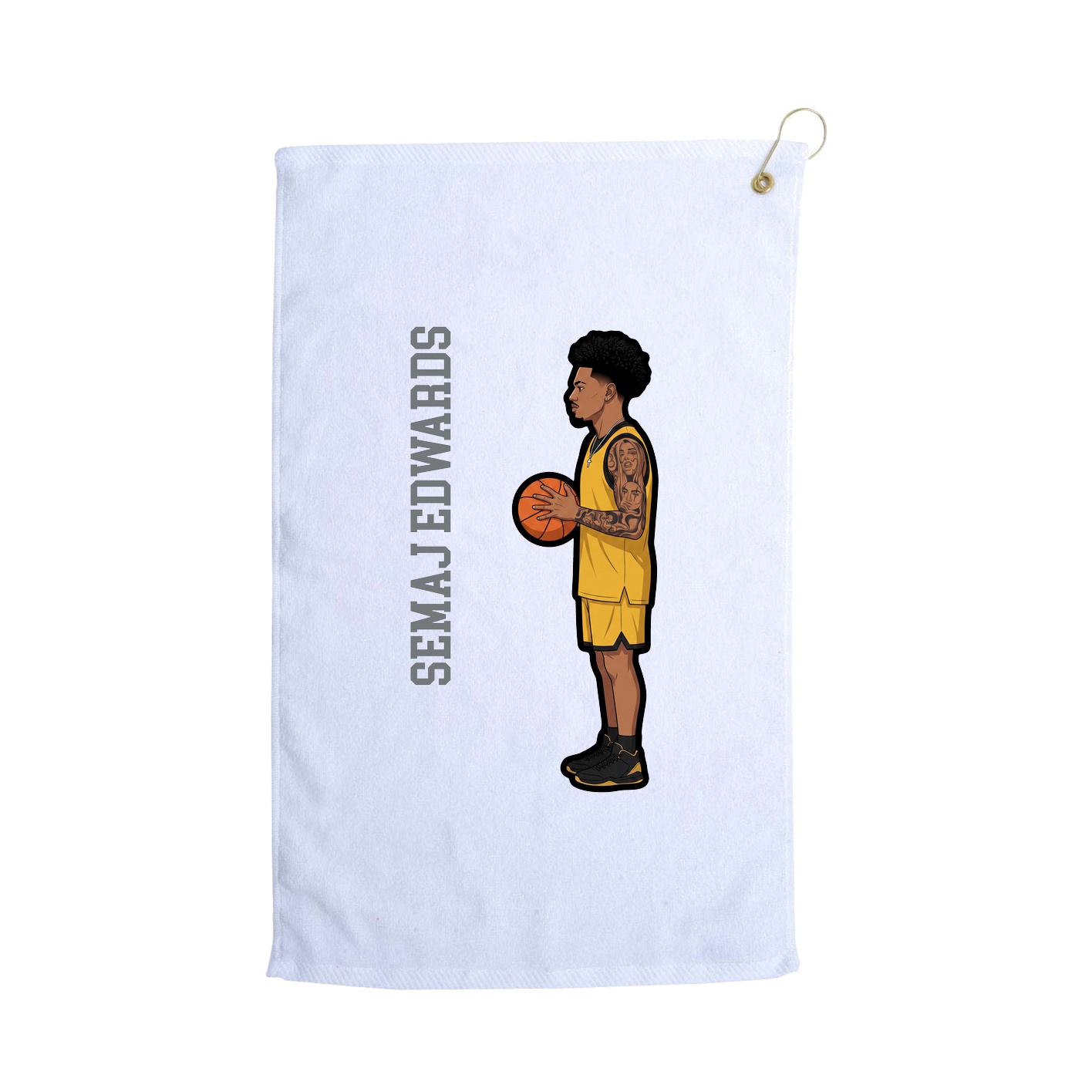 Golf Towel — Name Vertical in White