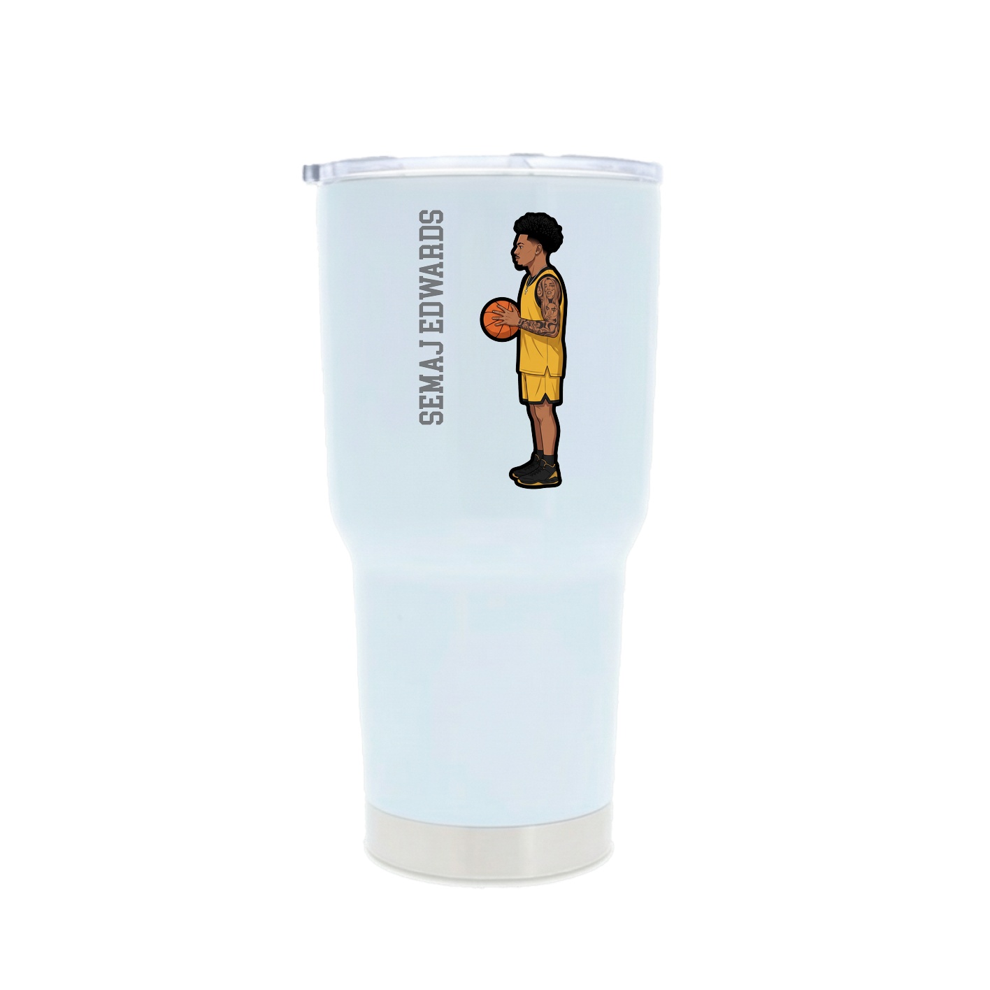 30oz Stainless Steel Tumbler — Name Vertical in White