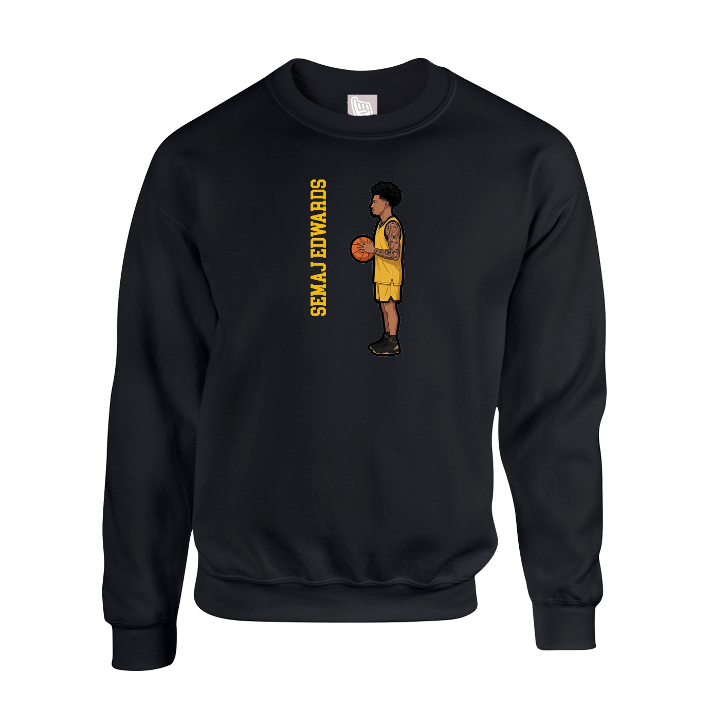 Fleece Crew — Name Vertical in Black