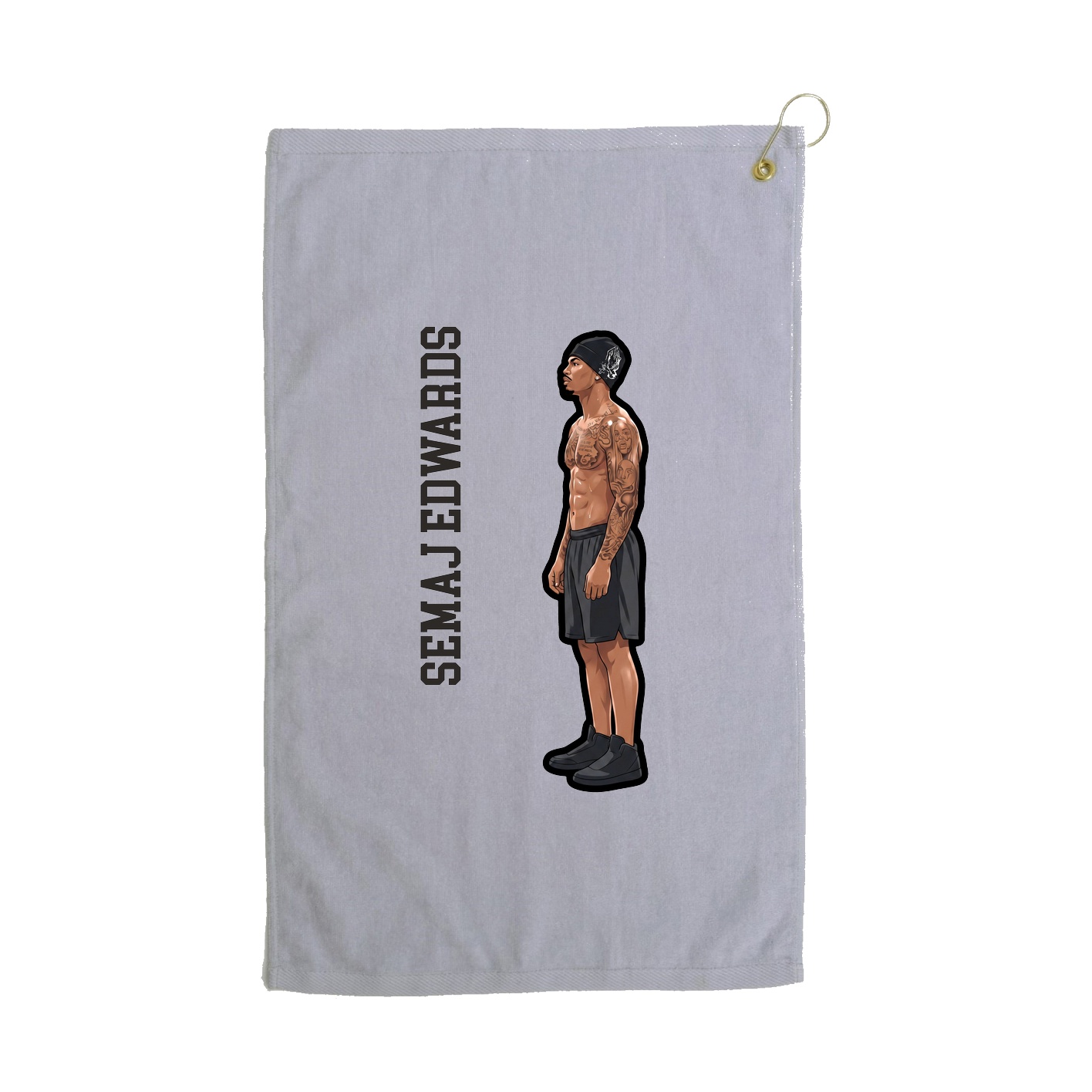 Golf Towel — Name Vertical in Grey