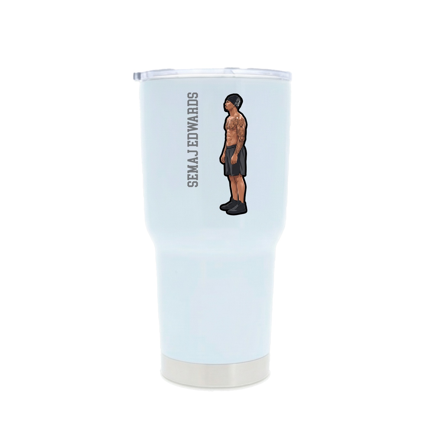 30oz Stainless Steel Tumbler — Name Vertical in White