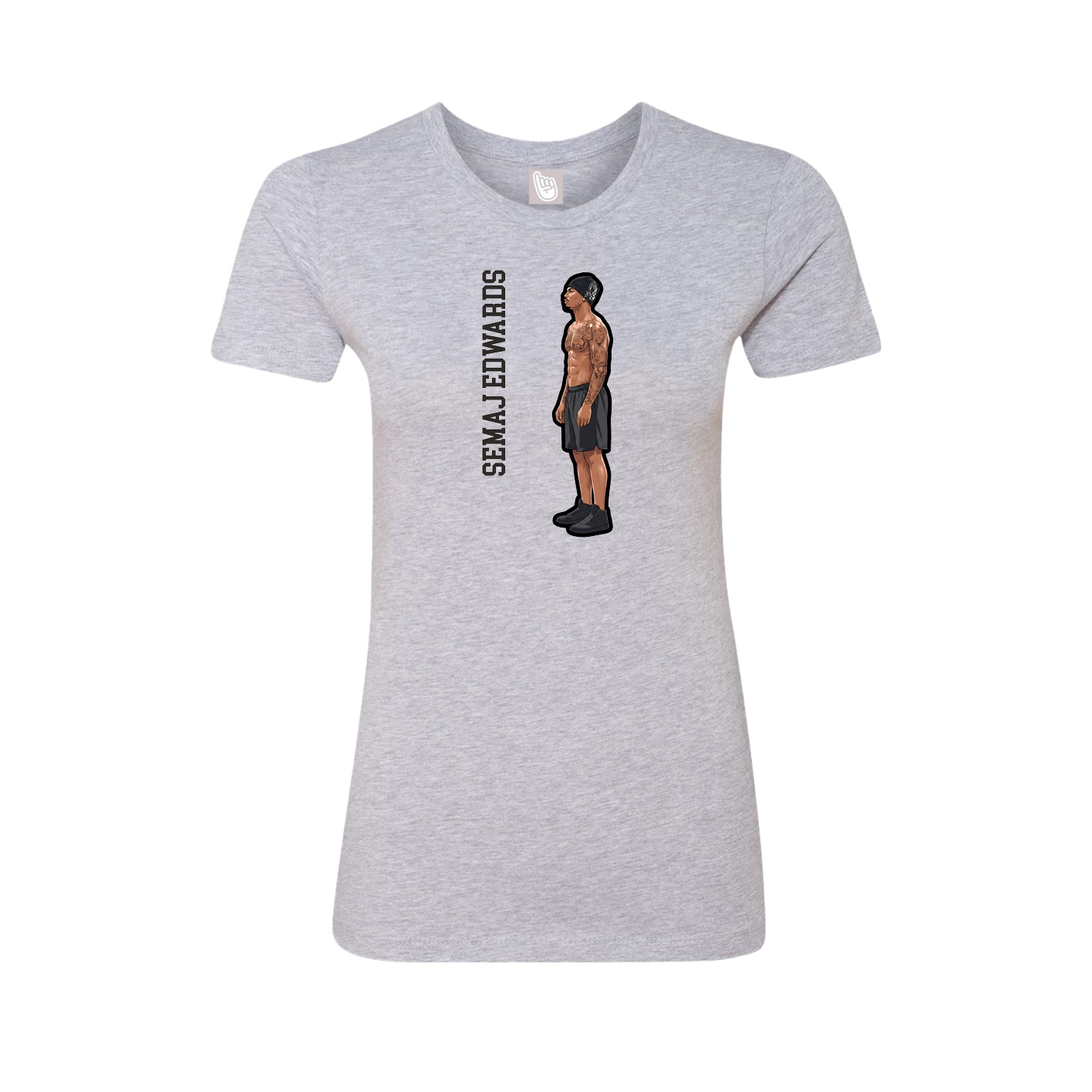Womens Tee — Name Vertical in Grey