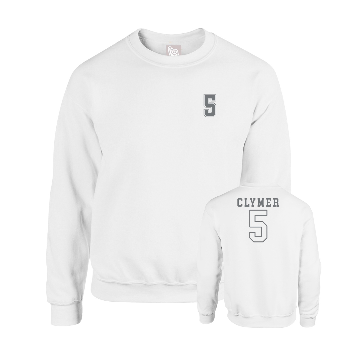 Fleece Crew — Chest Back in White