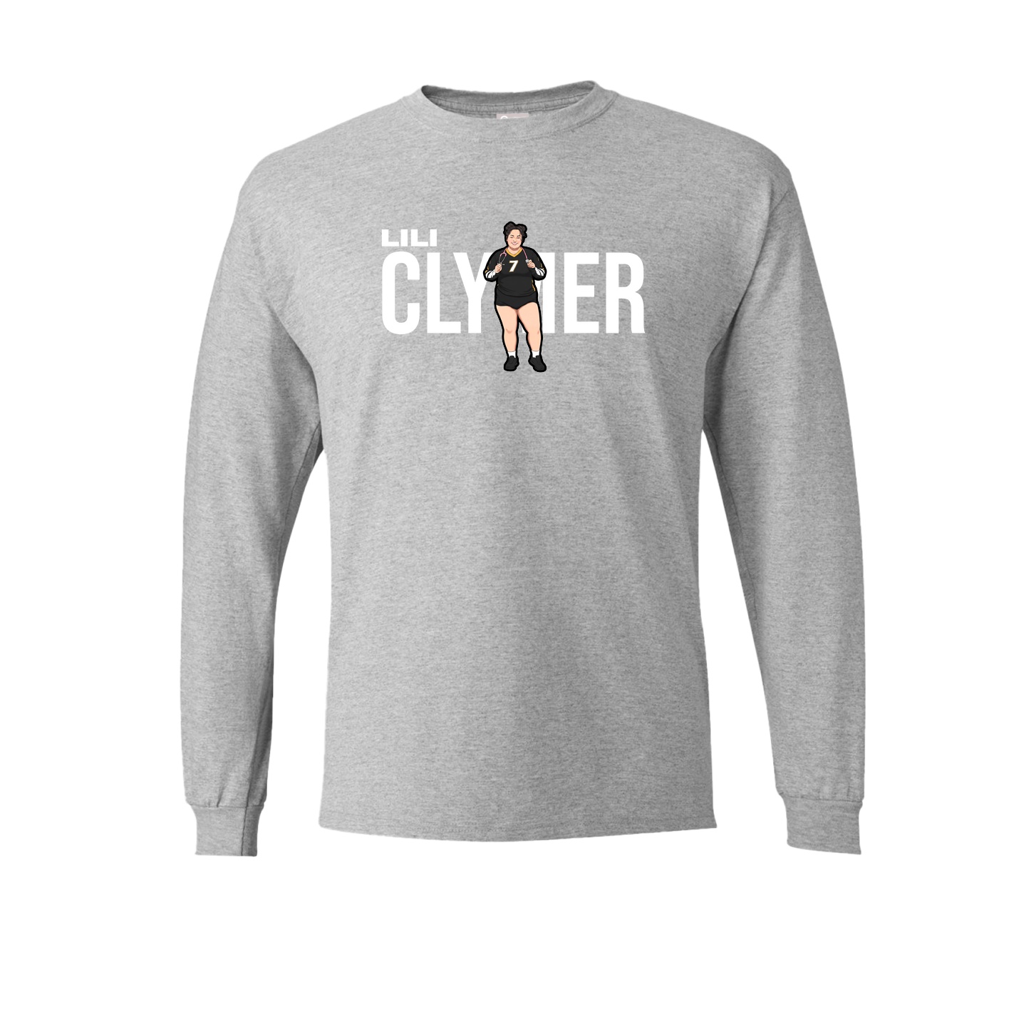 Long Sleeve Tee — Player Name in Grey
