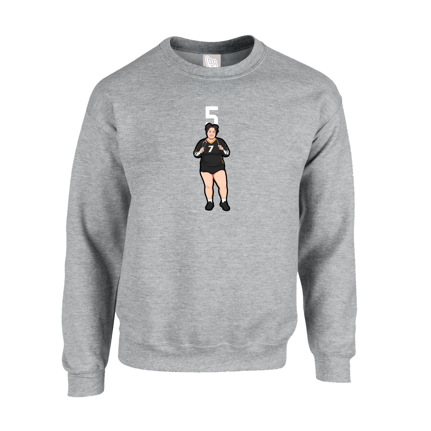 Fleece Crew — Number Top in Grey