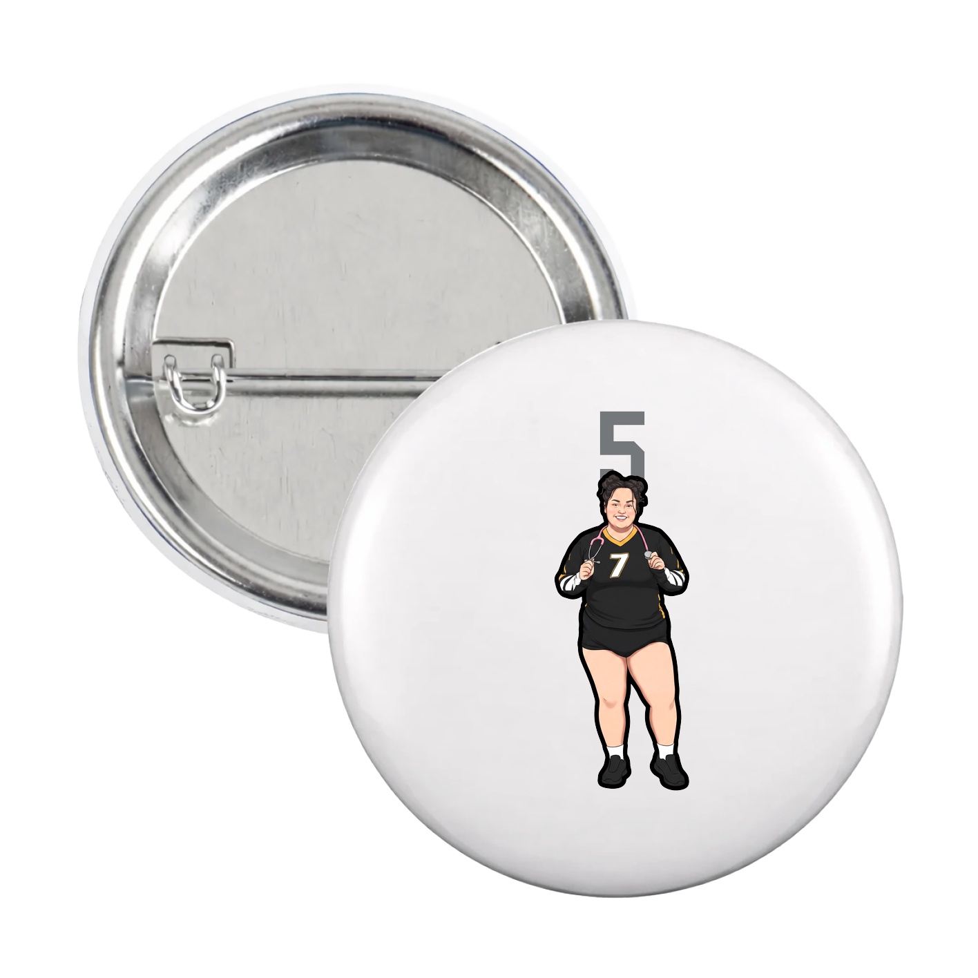 Game Day Button — Number Top in White