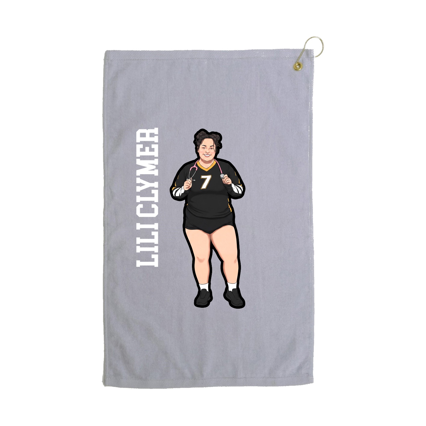 Golf Towel — Name Vertical in Grey