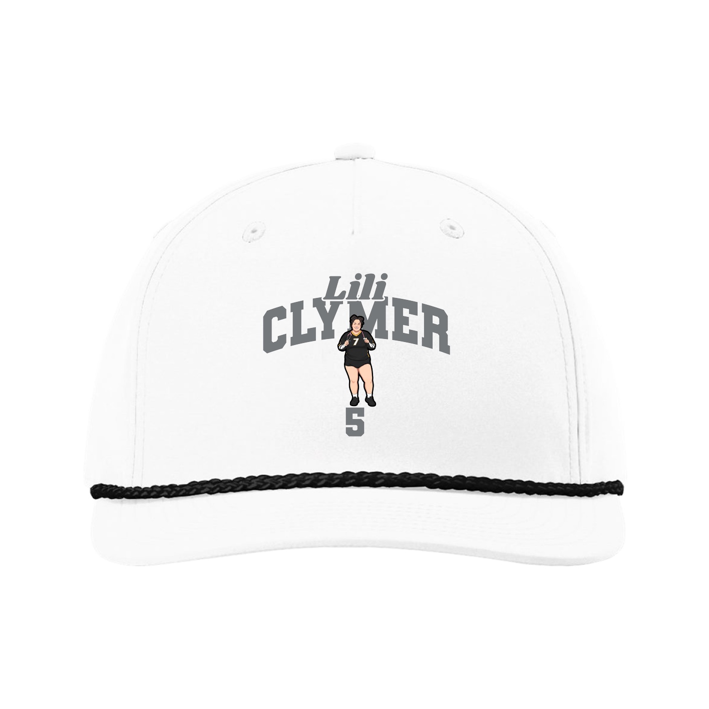 Five-Panel Classic Rope Cap — Signature Arch in White