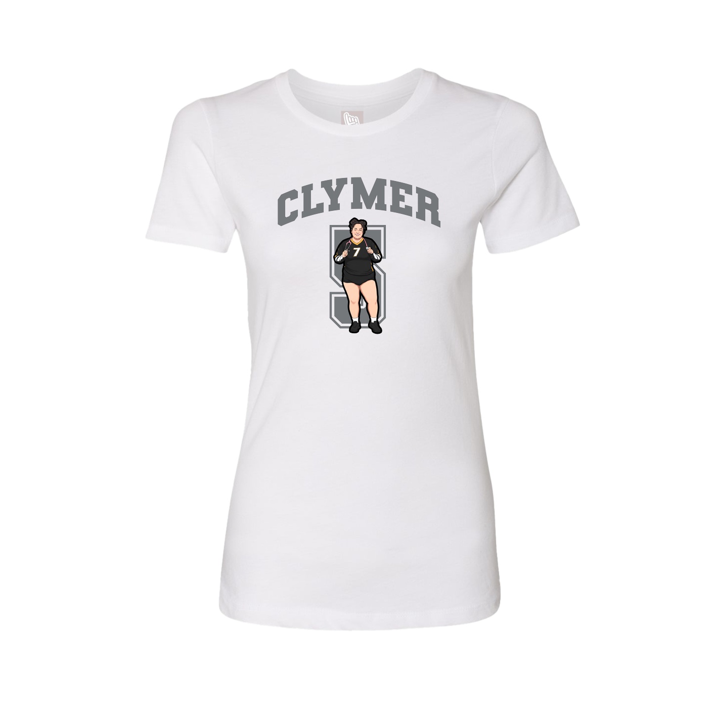 Fitted Women's Tee — Number in White