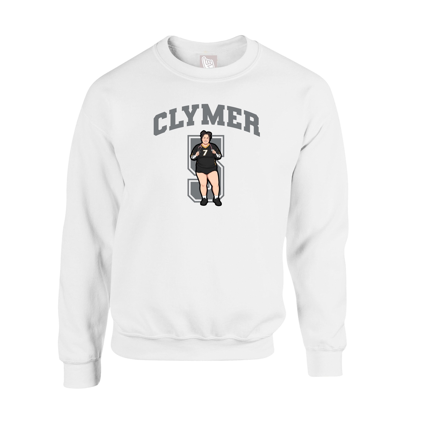 Fleece Crew — Number in White