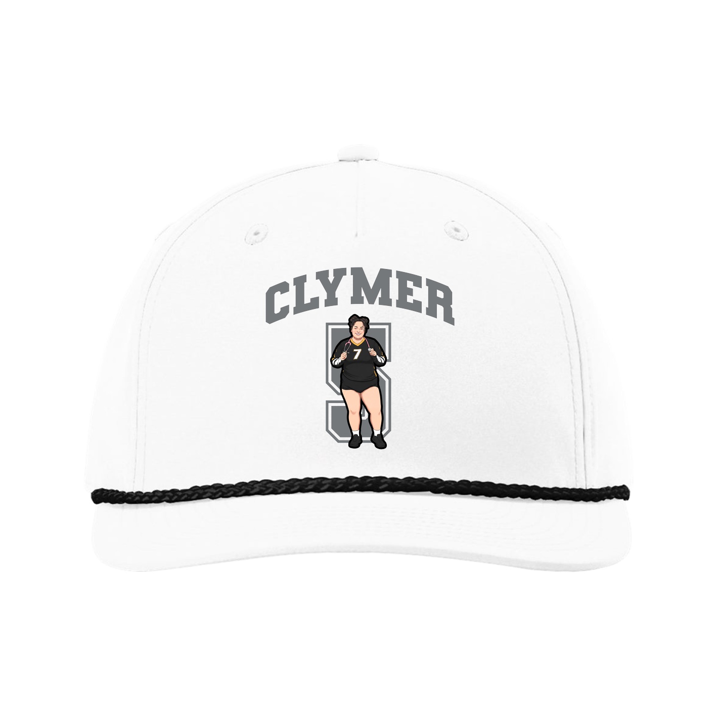 Five-Panel Classic Rope Cap — Number in White