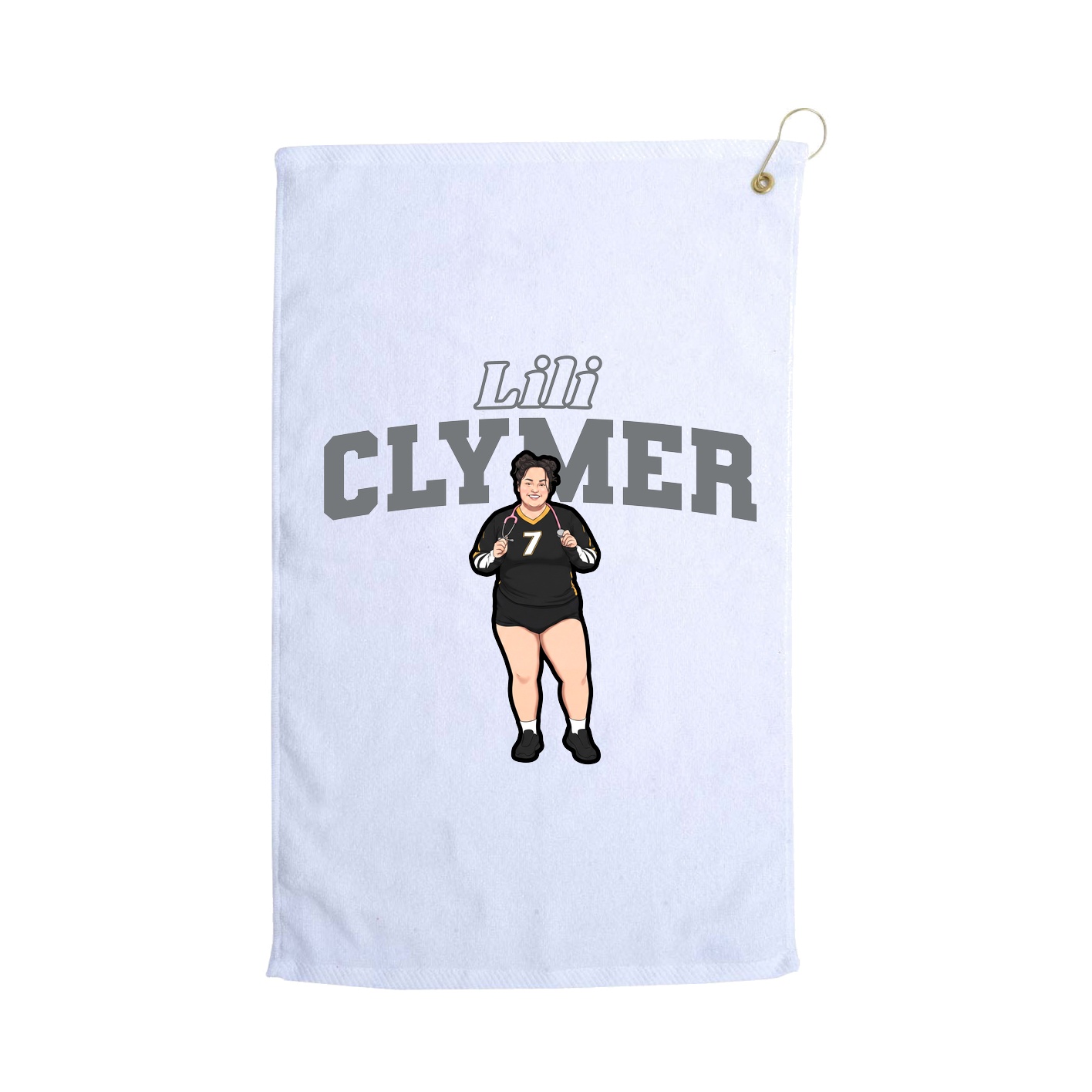 Golf Towel — Name Arch in White