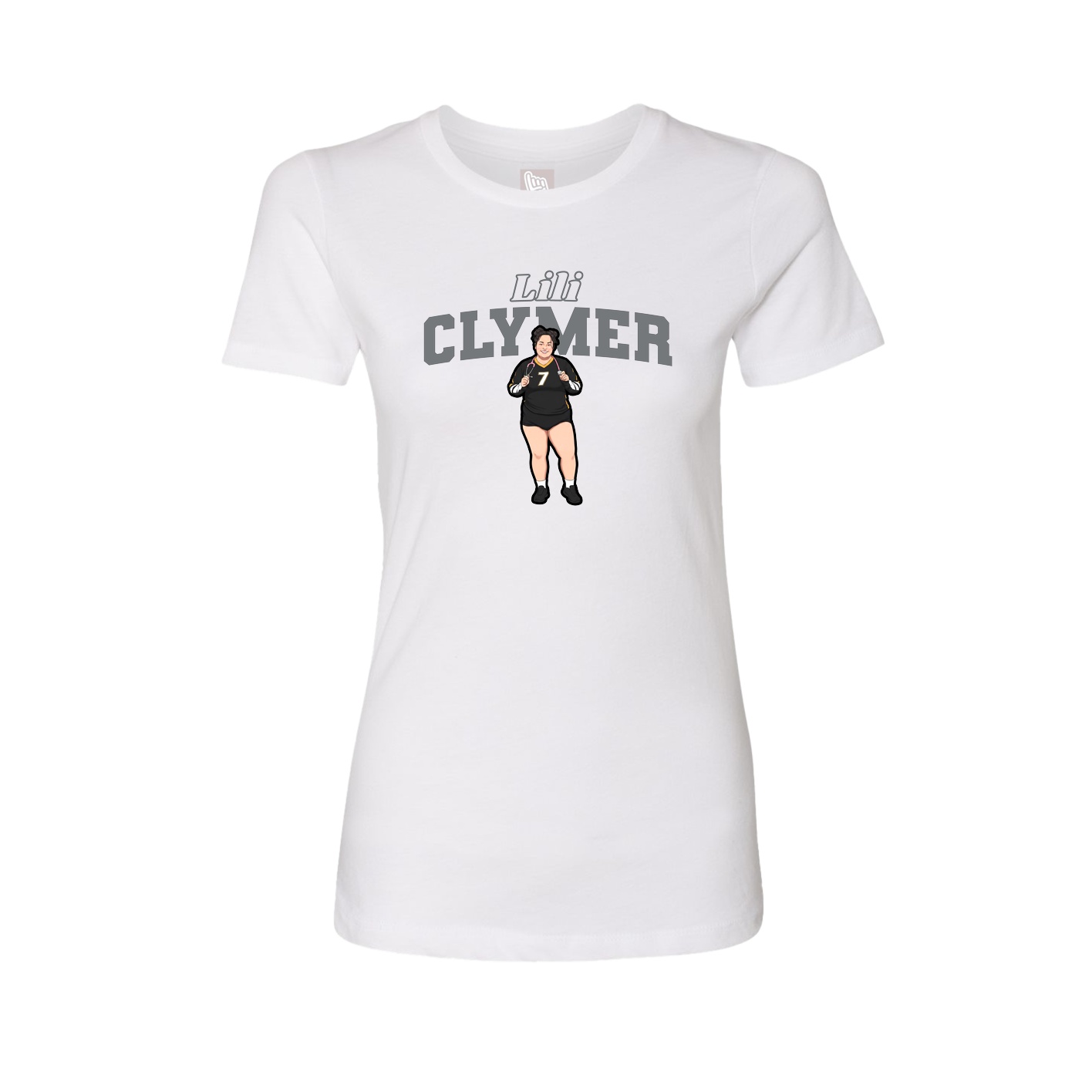 Fitted Women's Tee — Name Arch in White