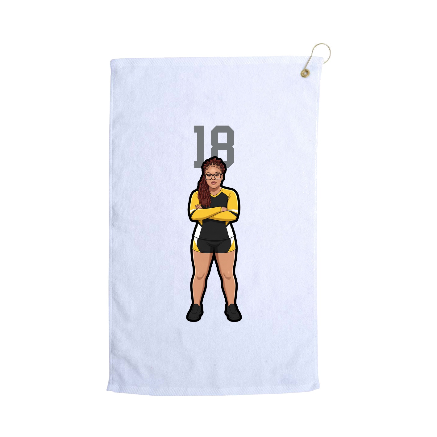 Golf Towel — Number Top in White