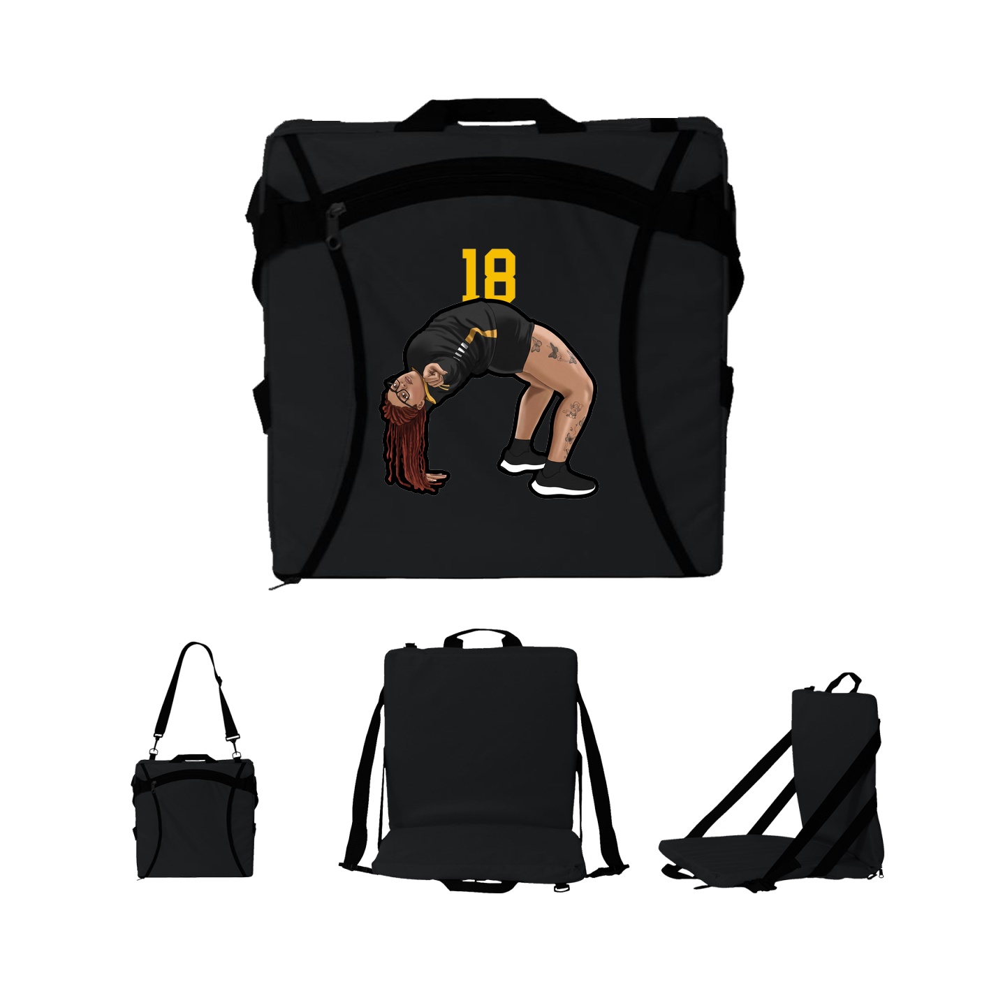 Folding Stadium Seat — Number Top in Black