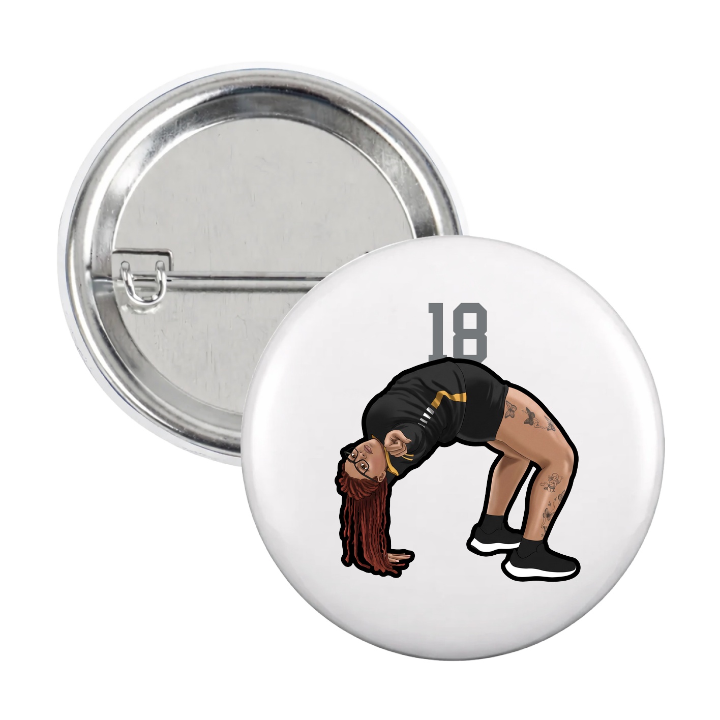 Game Day Button — Number Top in White