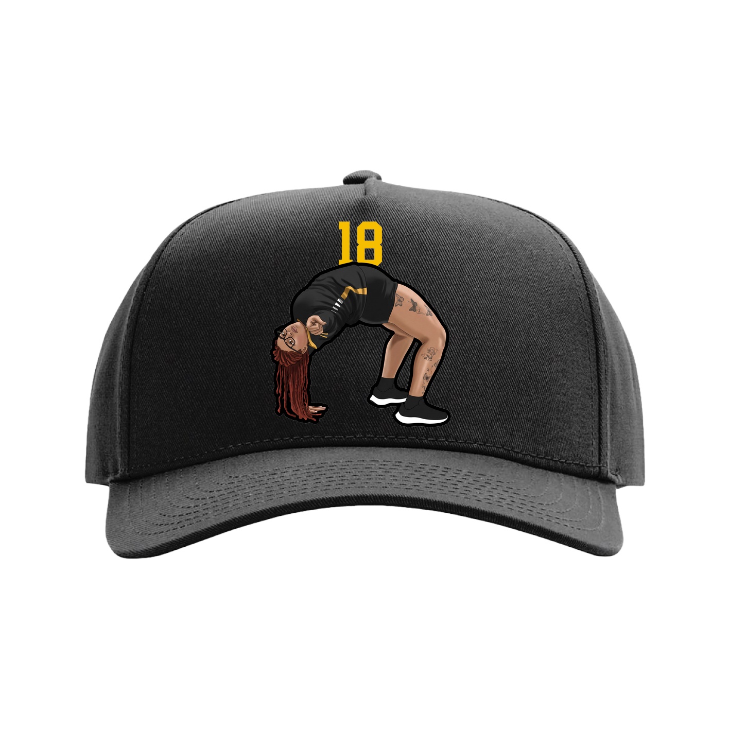 Full Fabric Five-Panel Champ Cap — Number Top in Black