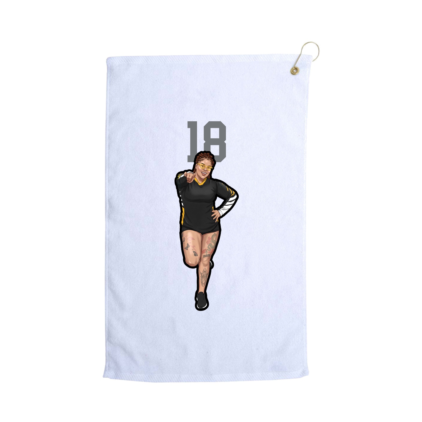 Golf Towel — Number Top in White