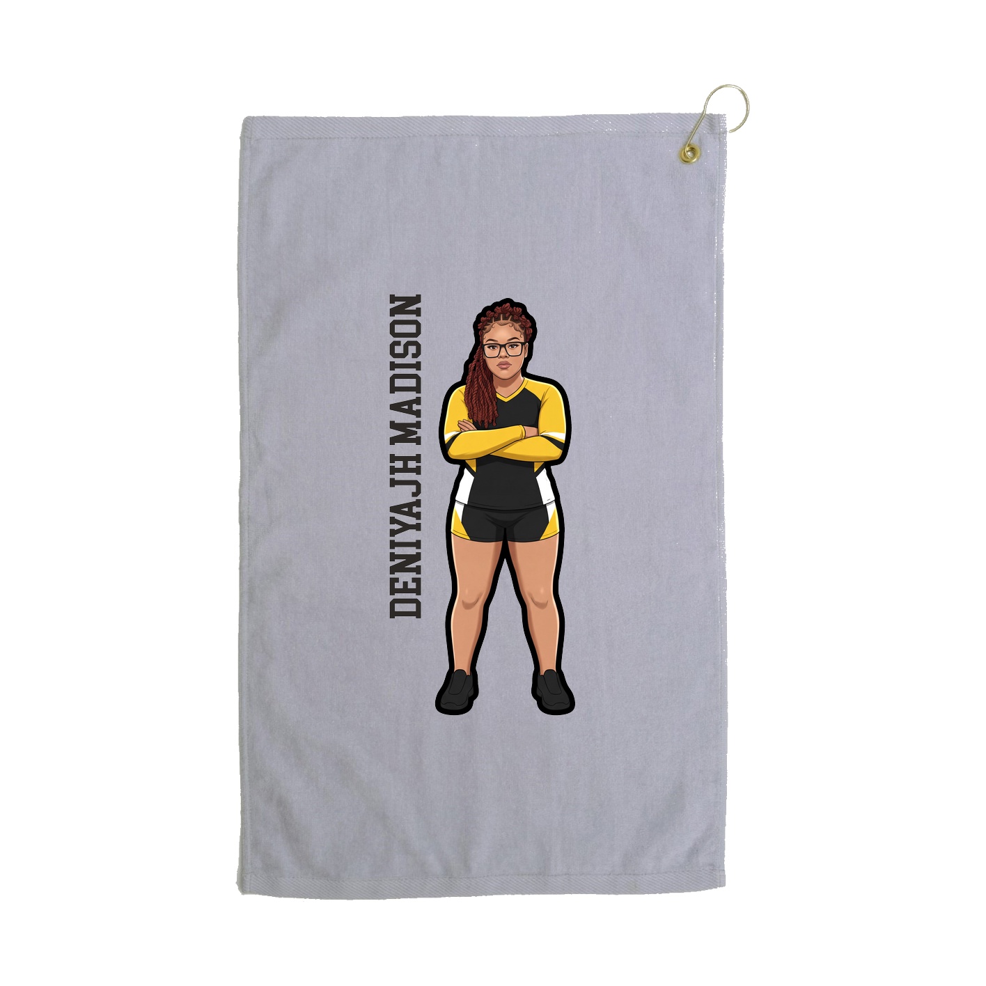 Golf Towel — Name Vertical in Grey