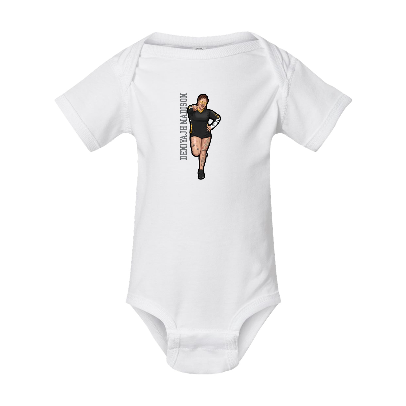 Baby Onesie — Name Vertical in White