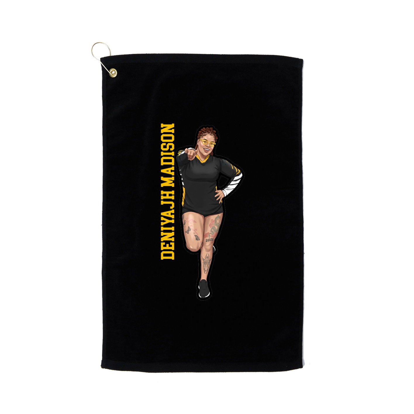 Golf Towel — Name Vertical in Black